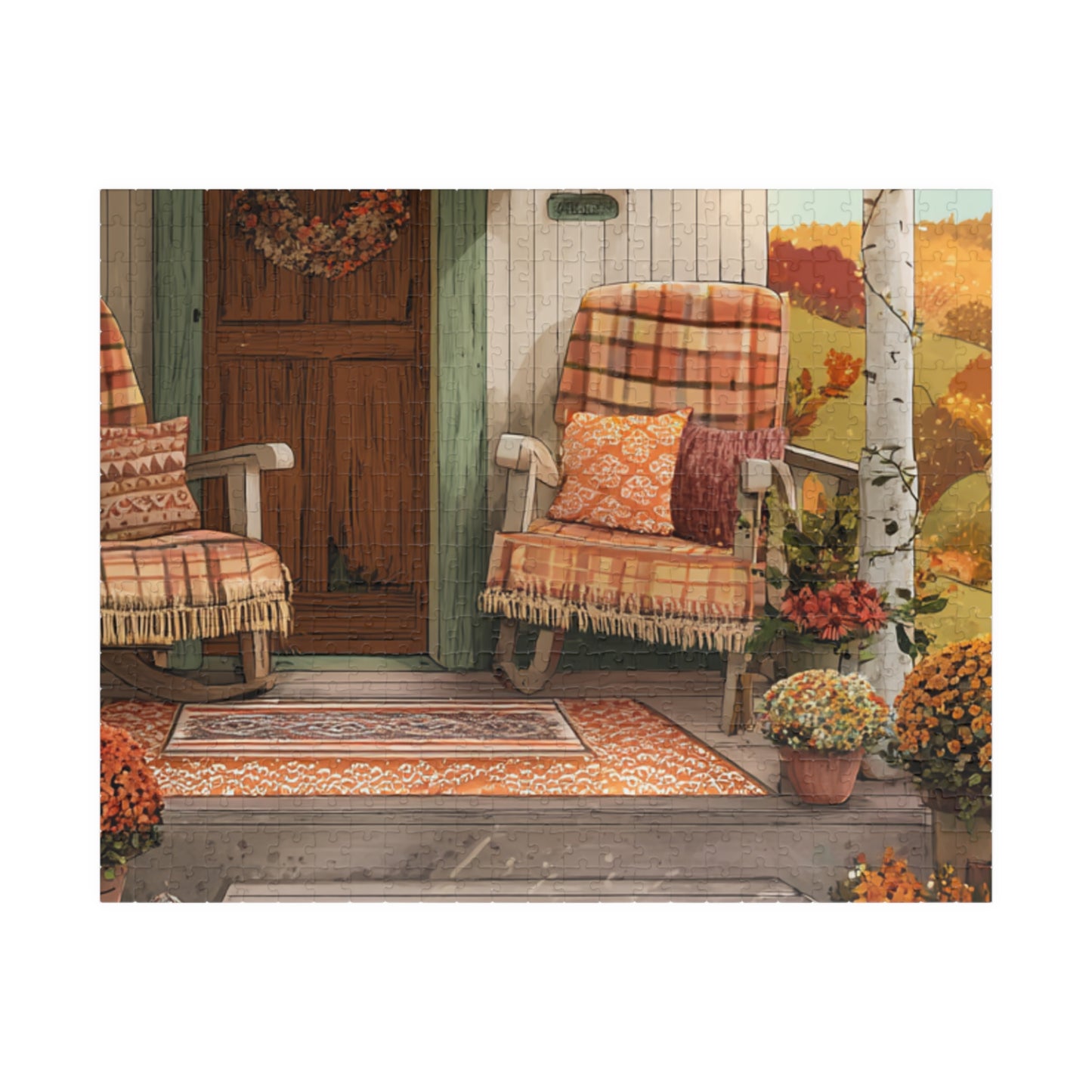 Autumn Porch Puzzle – Cozy Fall Front Porch Jigsaw (110/252/520/1014 pcs)
