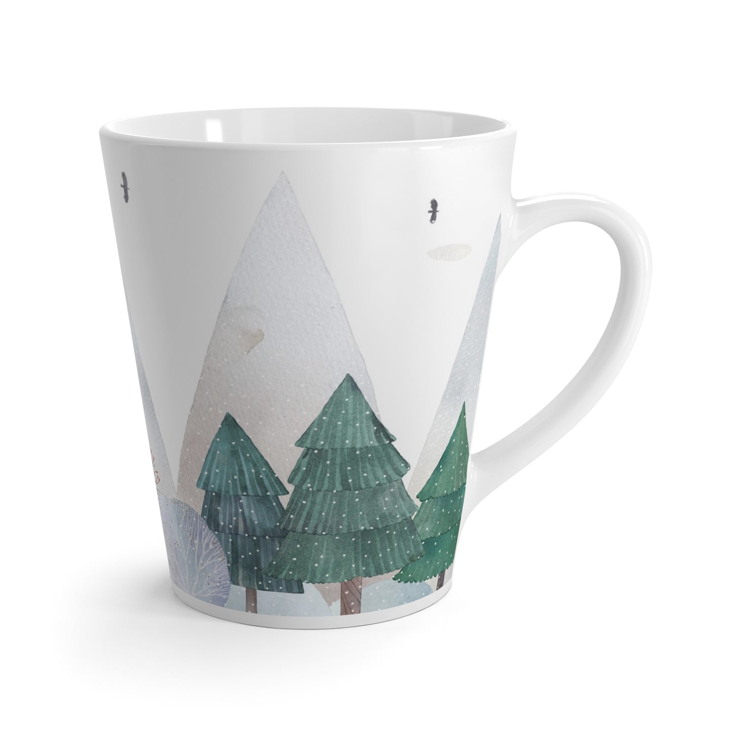 Whimsical Scenic Latte Mug with Mountains and Trees