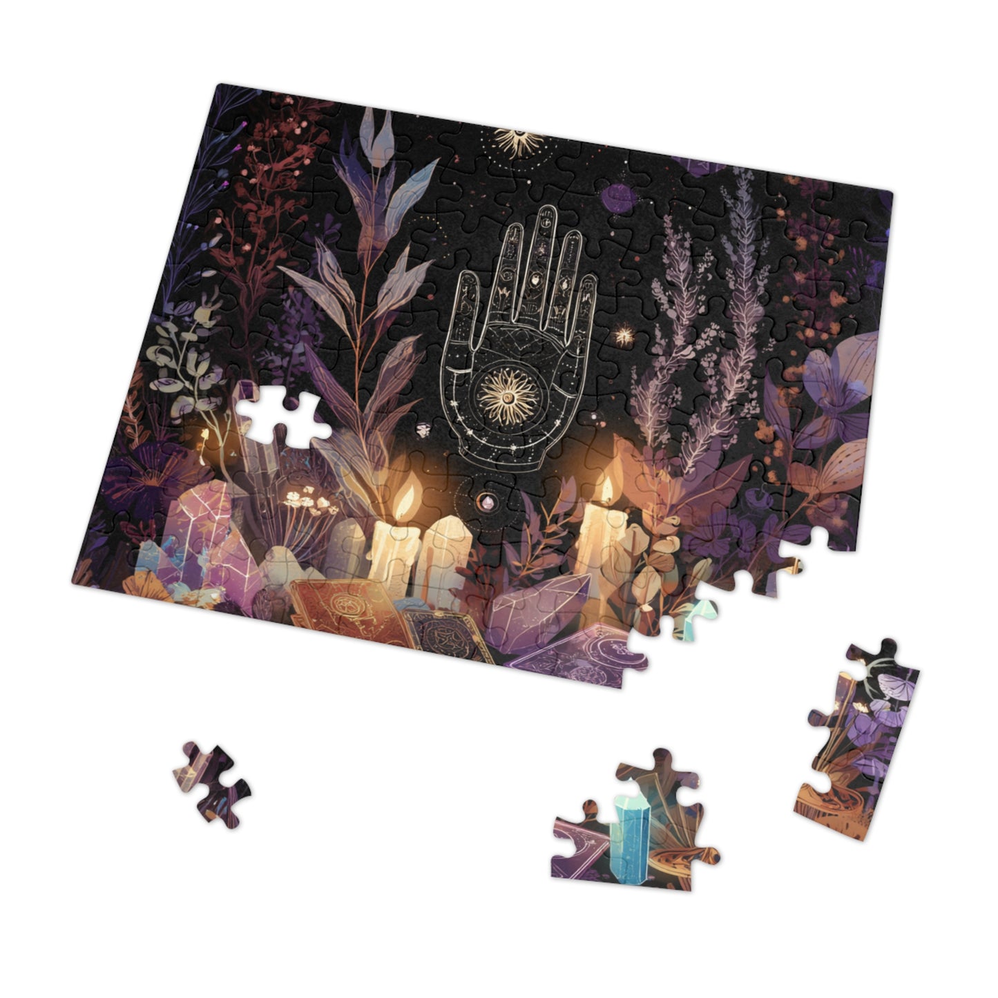 Celestial Secrets Puzzle, Astrology, Palm Reading & Crystal Magic Jigsaw Puzzle in a tin, Astrology gift, Mystical Gift