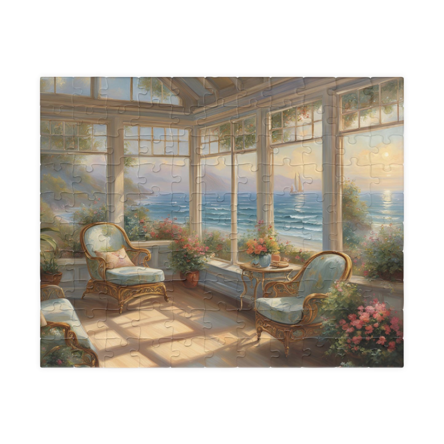 Coastal Sunroom Bliss: A Serene Seaside Escape Puzzle (110, 252, 520, 1014-piece)