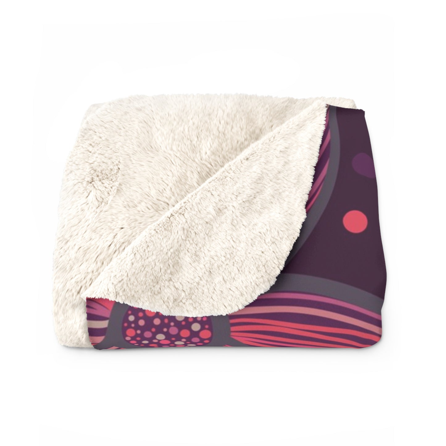 Floral Night Birds Sherpa Fleece Blanket — Cozy Purple Flower & Bird Throw
