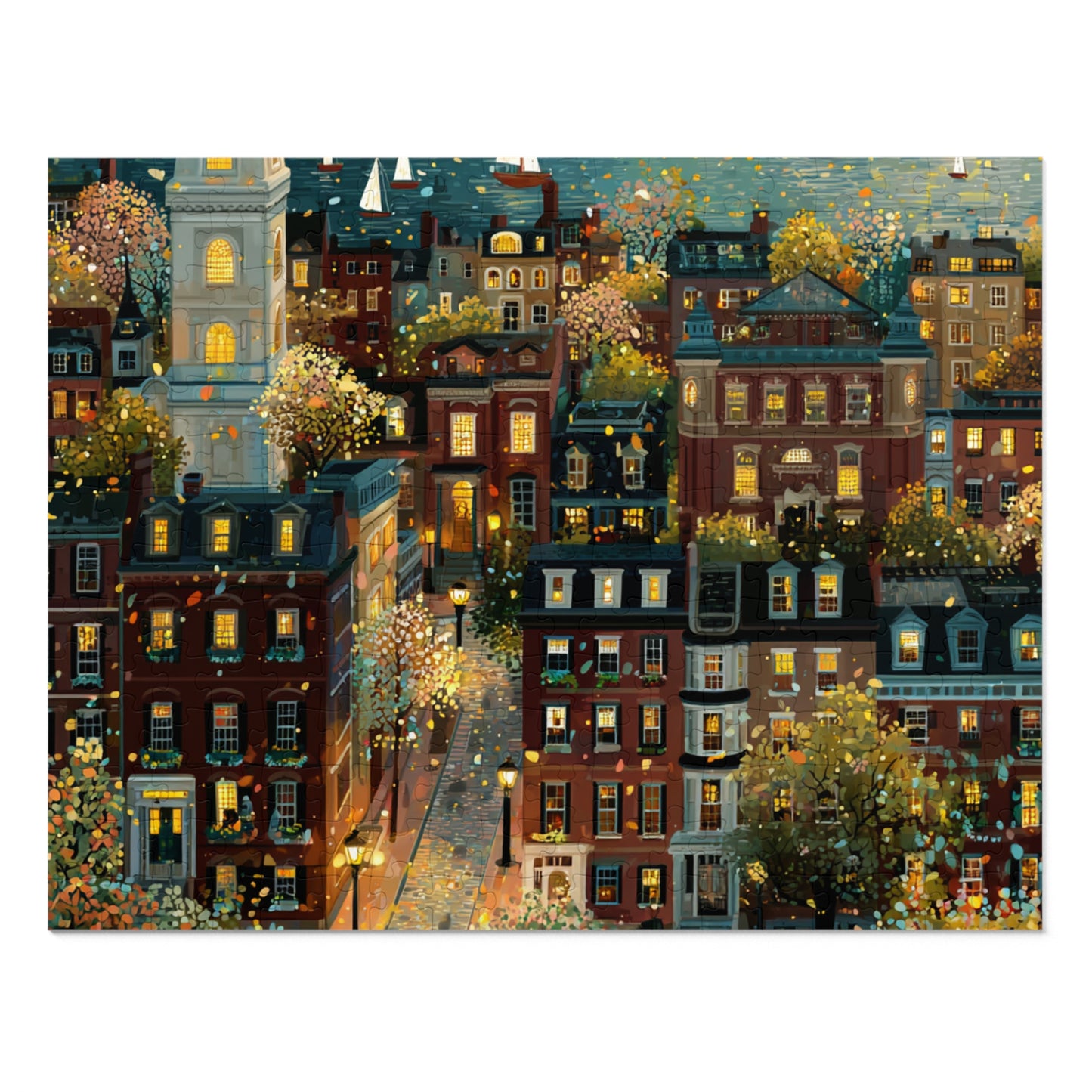 Whimsical Boston Puzzle – A Magical New England Adventure Jigsaw Puzzle with Tin
