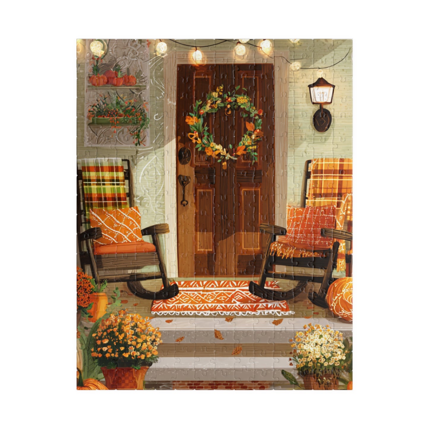 Autumn Porch Puzzle — 520/1014-Piece Fall Jigsaw with Cozy Harvest Doorway Scene
