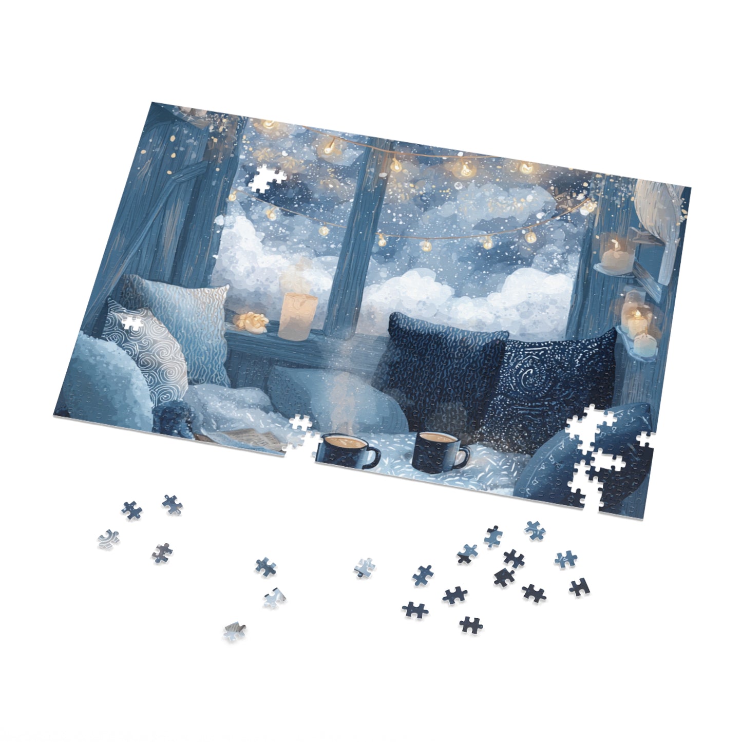 Snowy Window Glow Cozy Winter Night Hygge Jigsaw for Relaxing Evenings & Holiday Gifts