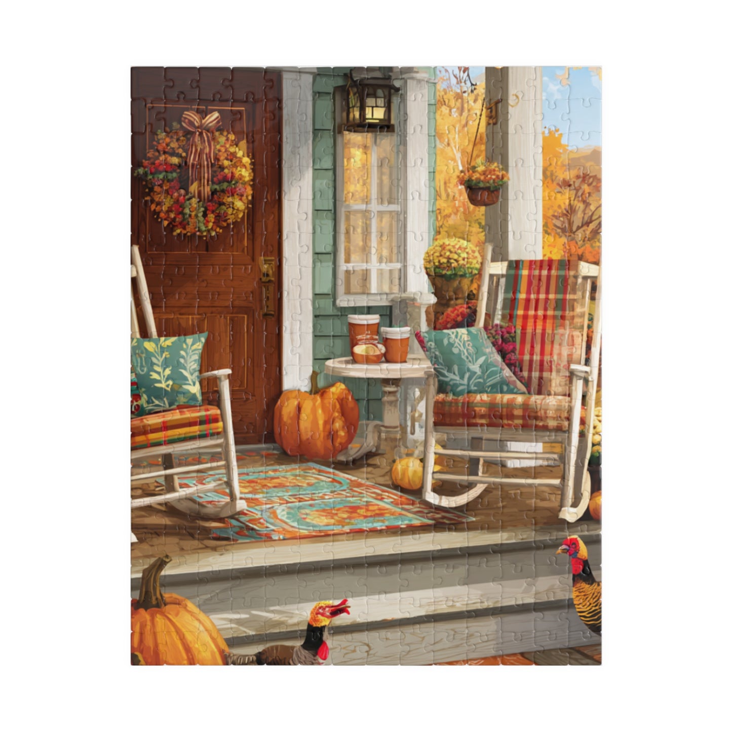 Cozy Autumn Porch Scene Jigsaw Puzzle — Fall Decor Puzzle (110/252/520/1014 pcs)