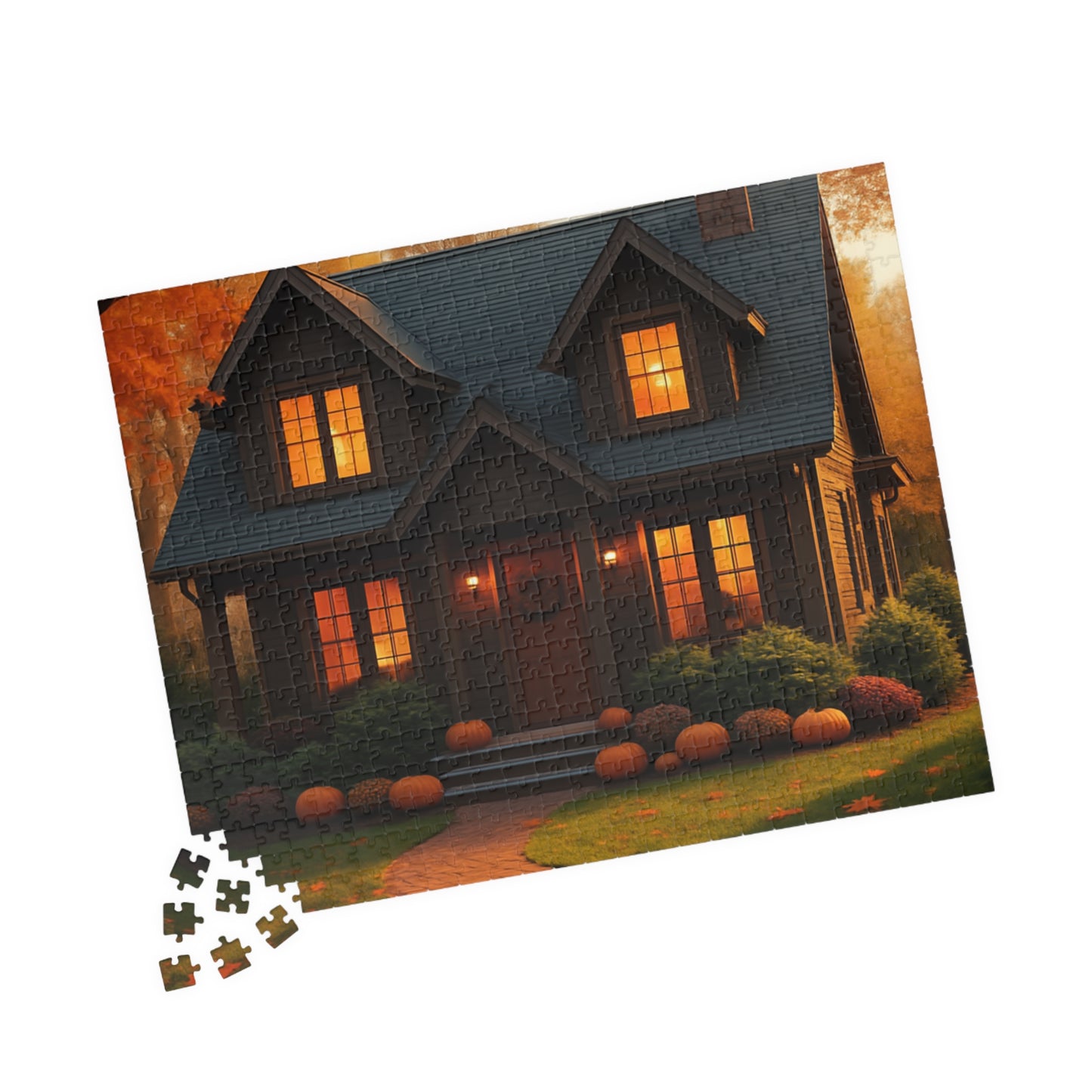 Autumn Cottage Jigsaw Puzzle – Cozy Pumpkin House 252/520/1014 pcs