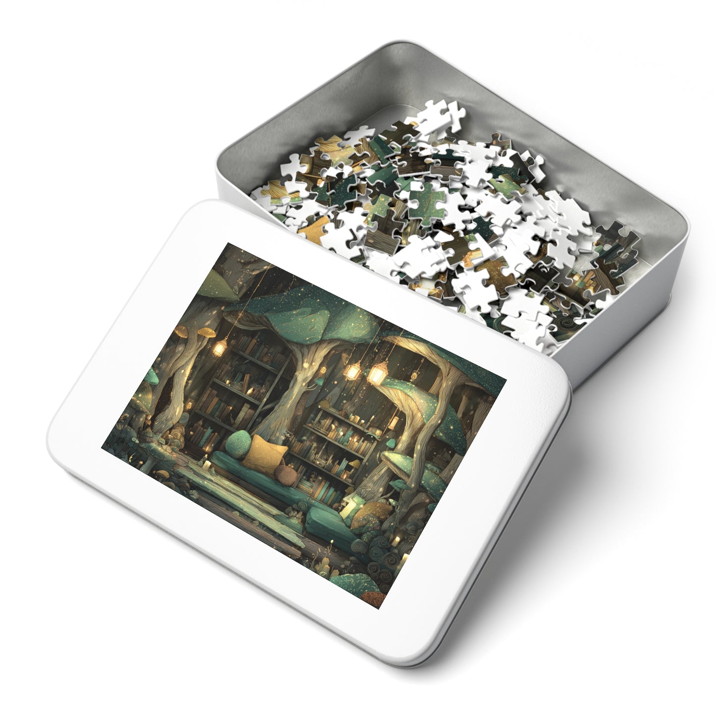 Mystical Mushroom Library Jigsaw Puzzle (with Tin)