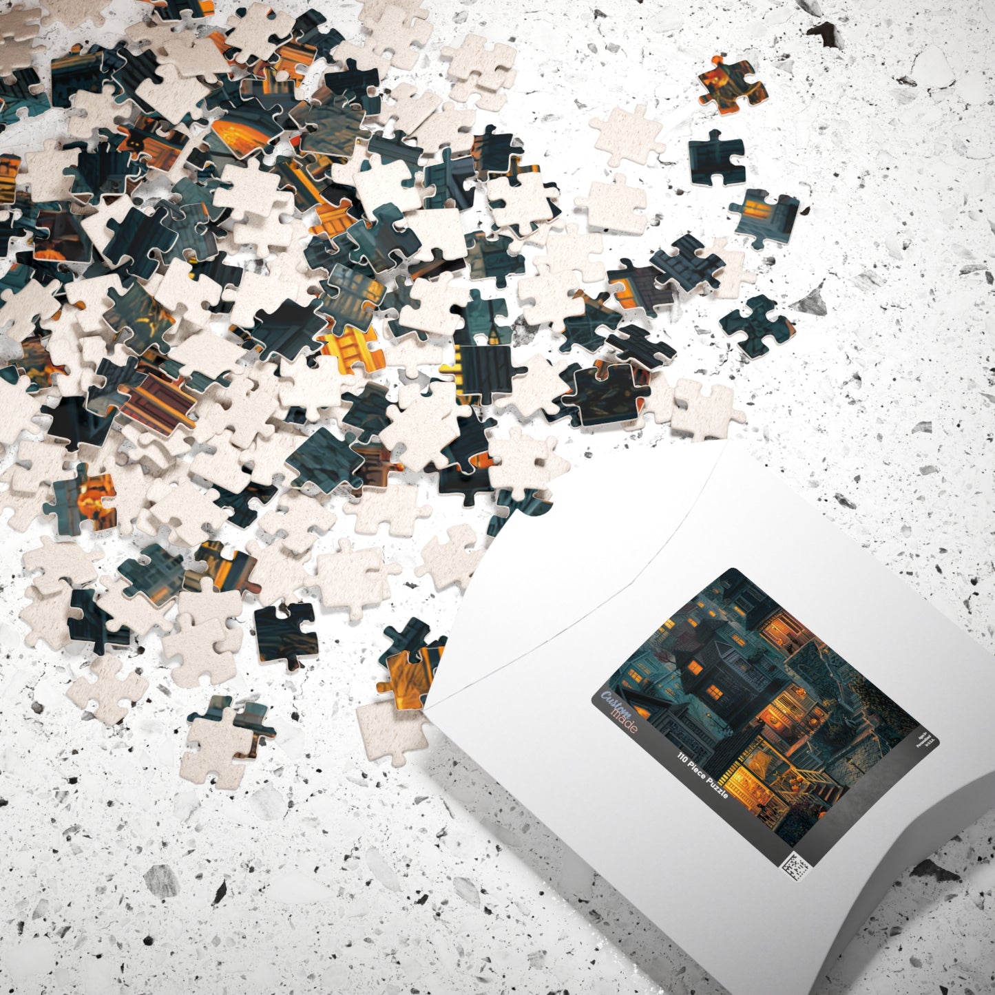 Creepy Town on Halloween Night Puzzle, Spooky Haunted Jigsaw for Family Game Night & Seasonal Fun, 110-1014 Piece Jigsaw Puzzle