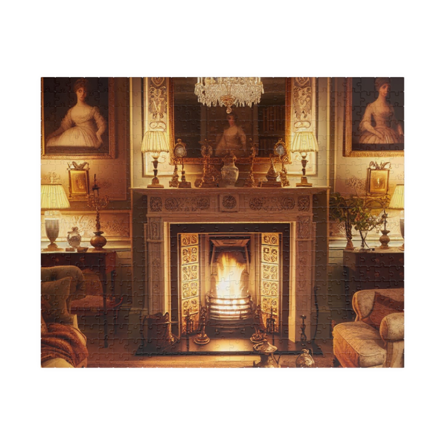 Victorian Elegance Puzzle – Cozy Victorian Living Room with Fireplace, Perfect Fall & Winter Gift