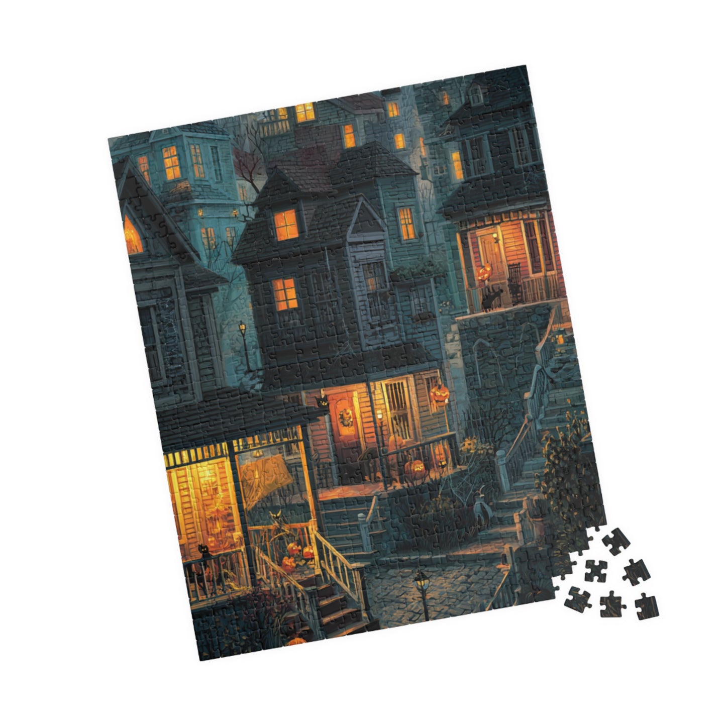 Creepy Town on Halloween Night Puzzle, Spooky Haunted Jigsaw for Family Game Night & Seasonal Fun, 110-1014 Piece Jigsaw Puzzle