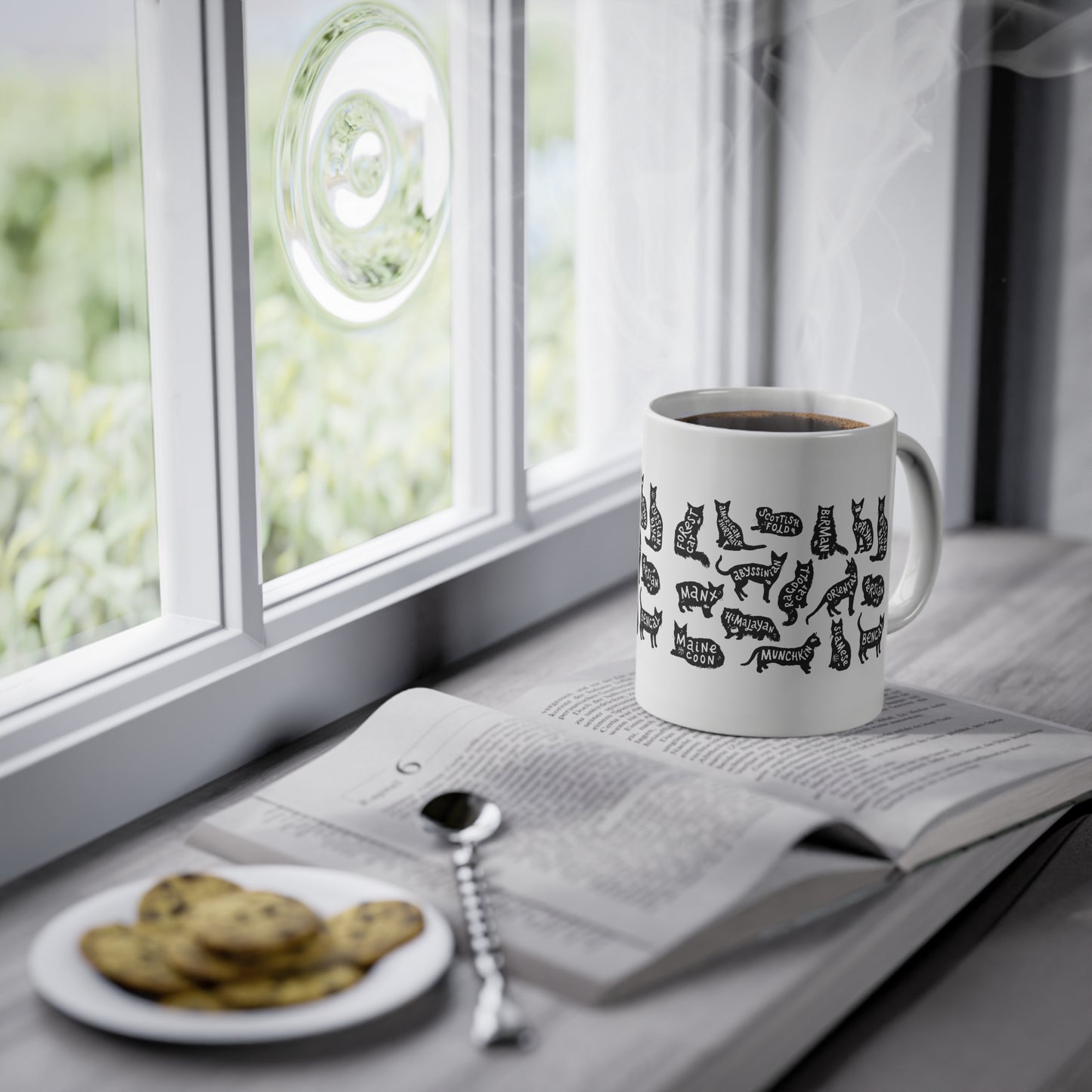 Cat Breeds Mug, 11oz Mug, Cute Coffee Cup for Cat Lovers,  Kitty Art Mug for Cat Moms & Dads, Veterinarian Gift, Pet Sitter Gift