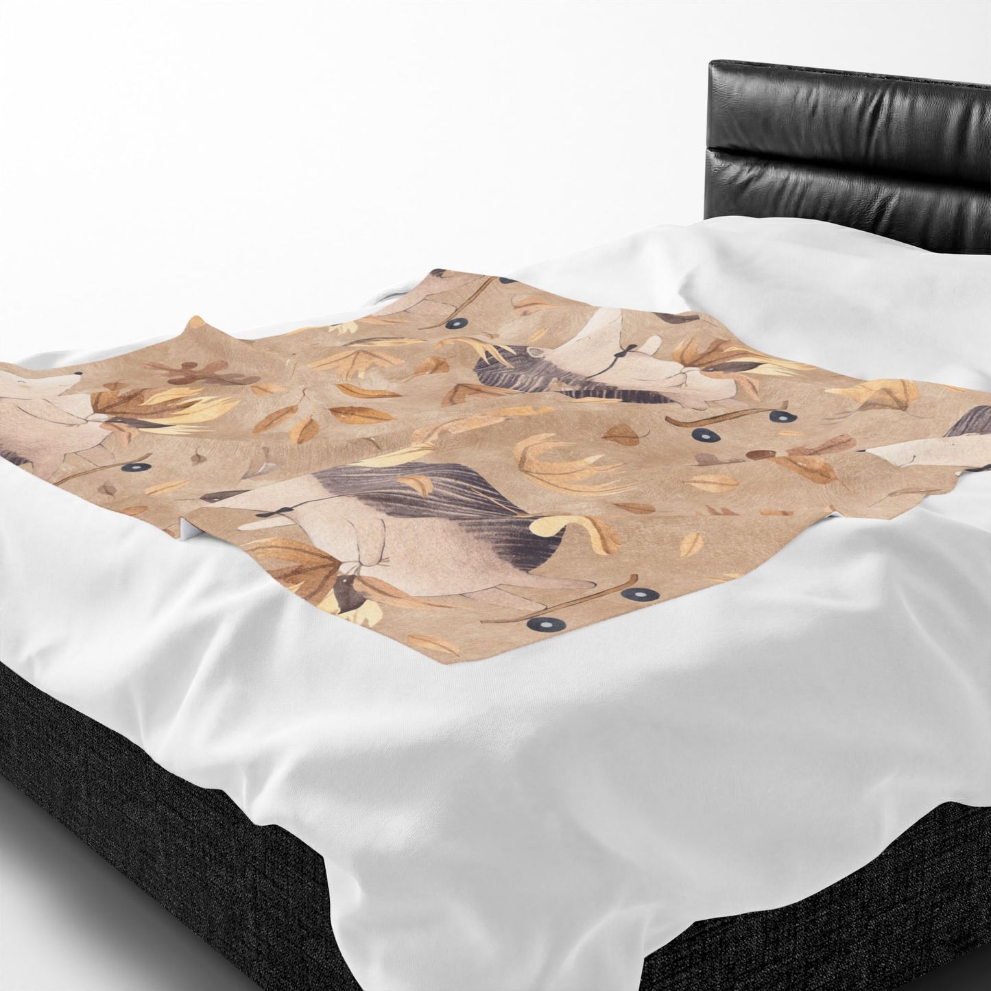 Hedgehog Skate Velveteen Plush Blanket – Cute Woodland Animal Throw for Kids & Cozy Autumn Decor