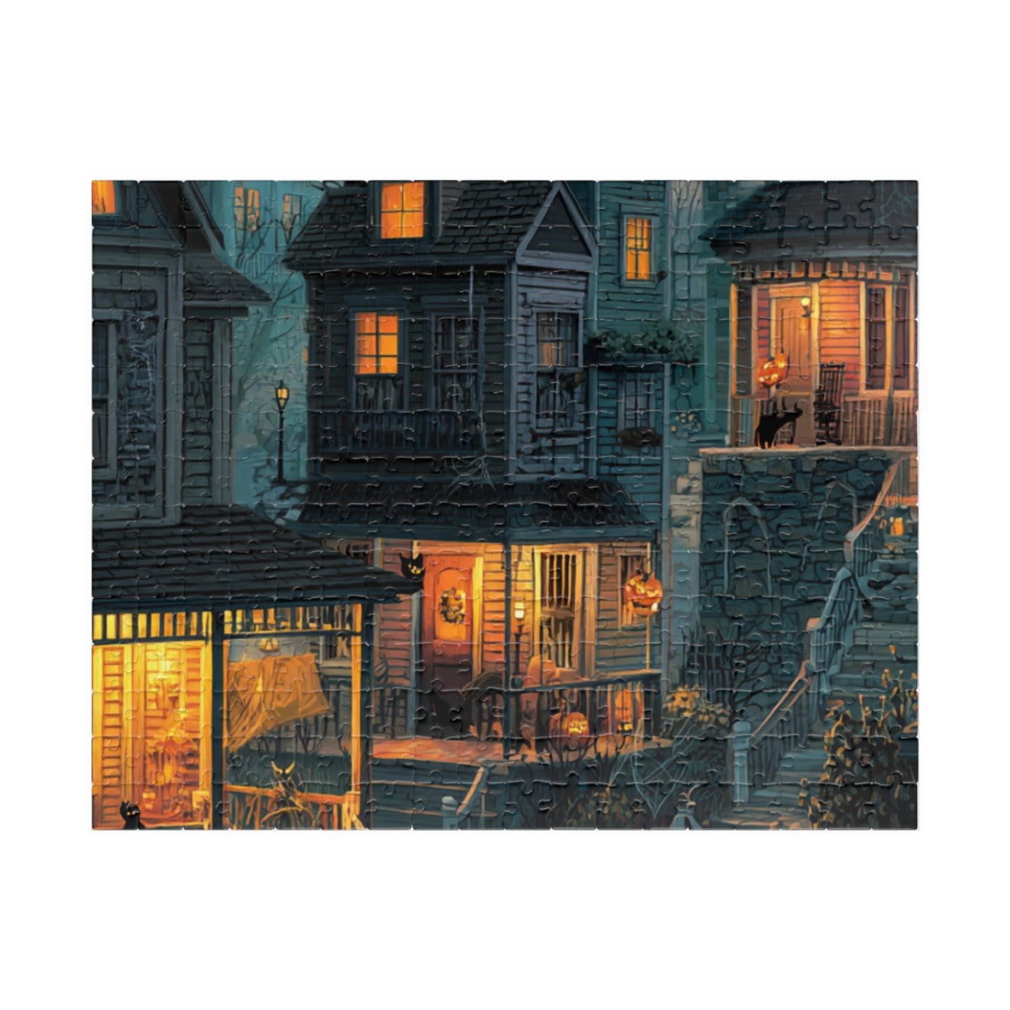 Creepy Town on Halloween Night Puzzle, Spooky Haunted Jigsaw for Family Game Night & Seasonal Fun, 110-1014 Piece Jigsaw Puzzle
