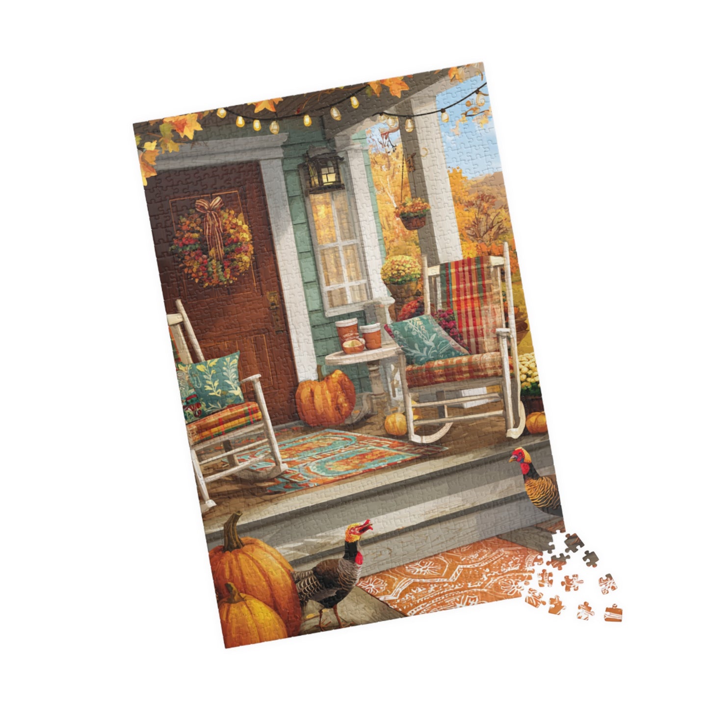 Cozy Autumn Porch Scene Jigsaw Puzzle — Fall Decor Puzzle (110/252/520/1014 pcs)