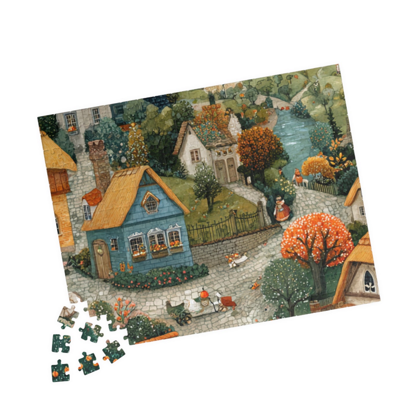 Cozy Village Countryside Jigsaw Puzzle — Autumn Scenic 110/252/520/1014 pc