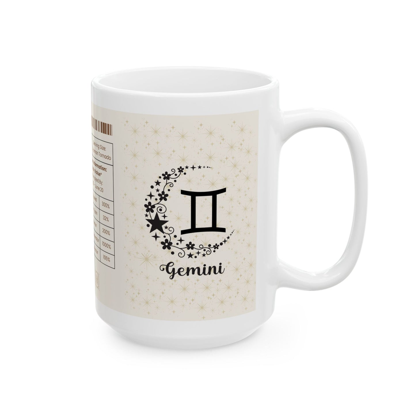 Gemini Nutrition Facts Mug, Funny Astrology Gift, Zodiac Ceramic Mug 11oz & 15oz, Birthday Gift for Gemini, Astrology Lover Gift