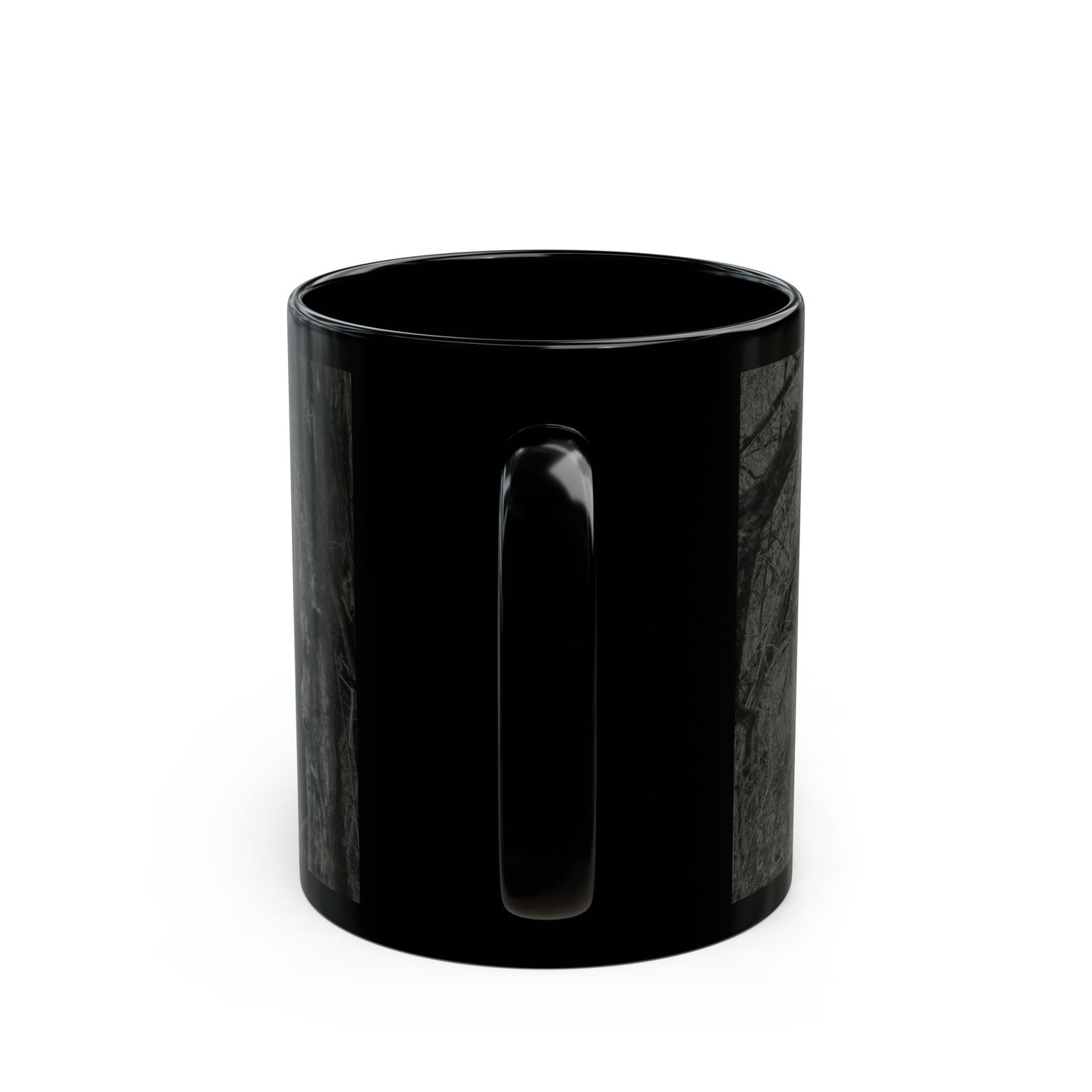 Black Ceramic Mug — Gothic Moody Forest Tunnel Photography (11oz & 15oz)