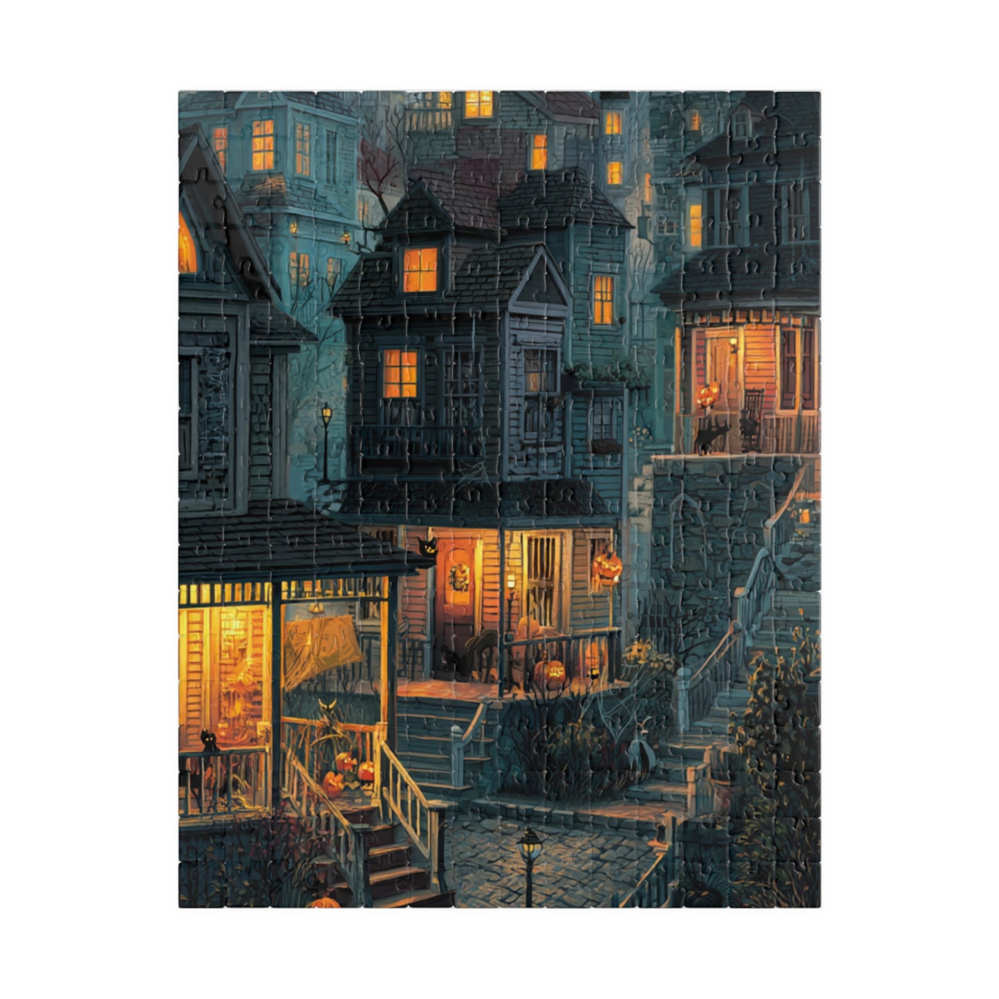 Creepy Town on Halloween Night Puzzle, Spooky Haunted Jigsaw for Family Game Night & Seasonal Fun, 110-1014 Piece Jigsaw Puzzle
