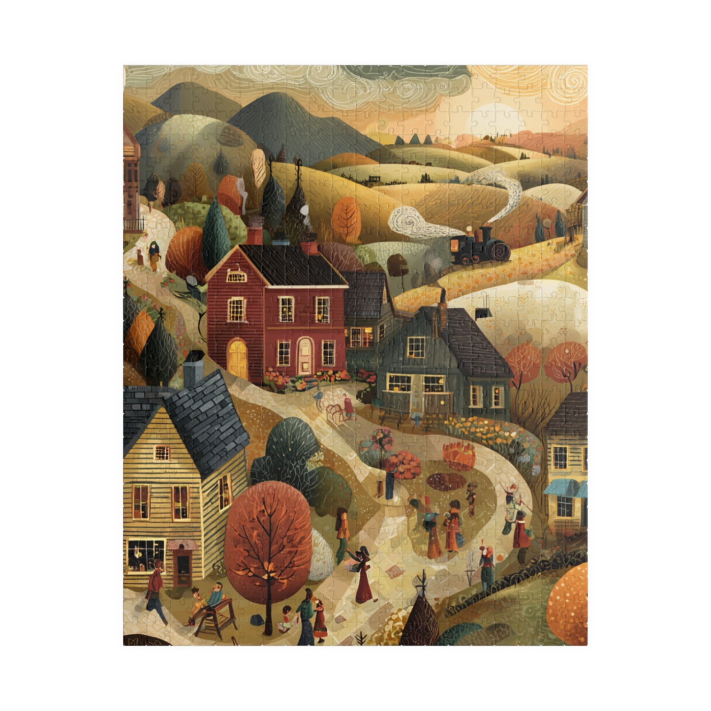 Autumnbrook Hollow Village Puzzle – Cozy Fall Family Fun, Seasonal Gift, Indoor Activity | 110–1014 Pieces
