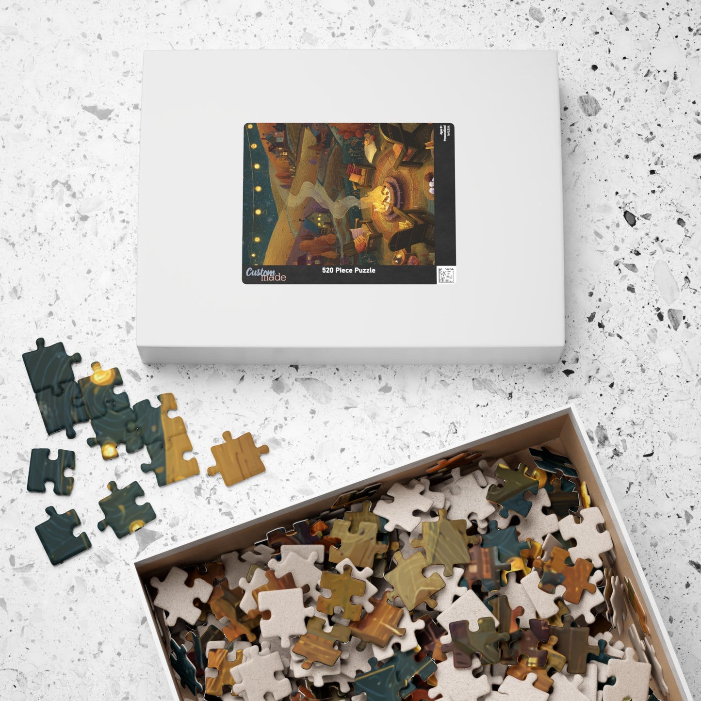 Cozy Countryside Evening Puzzle – Rustic Campfire Scene, Perfect Gift for Puzzle Lovers