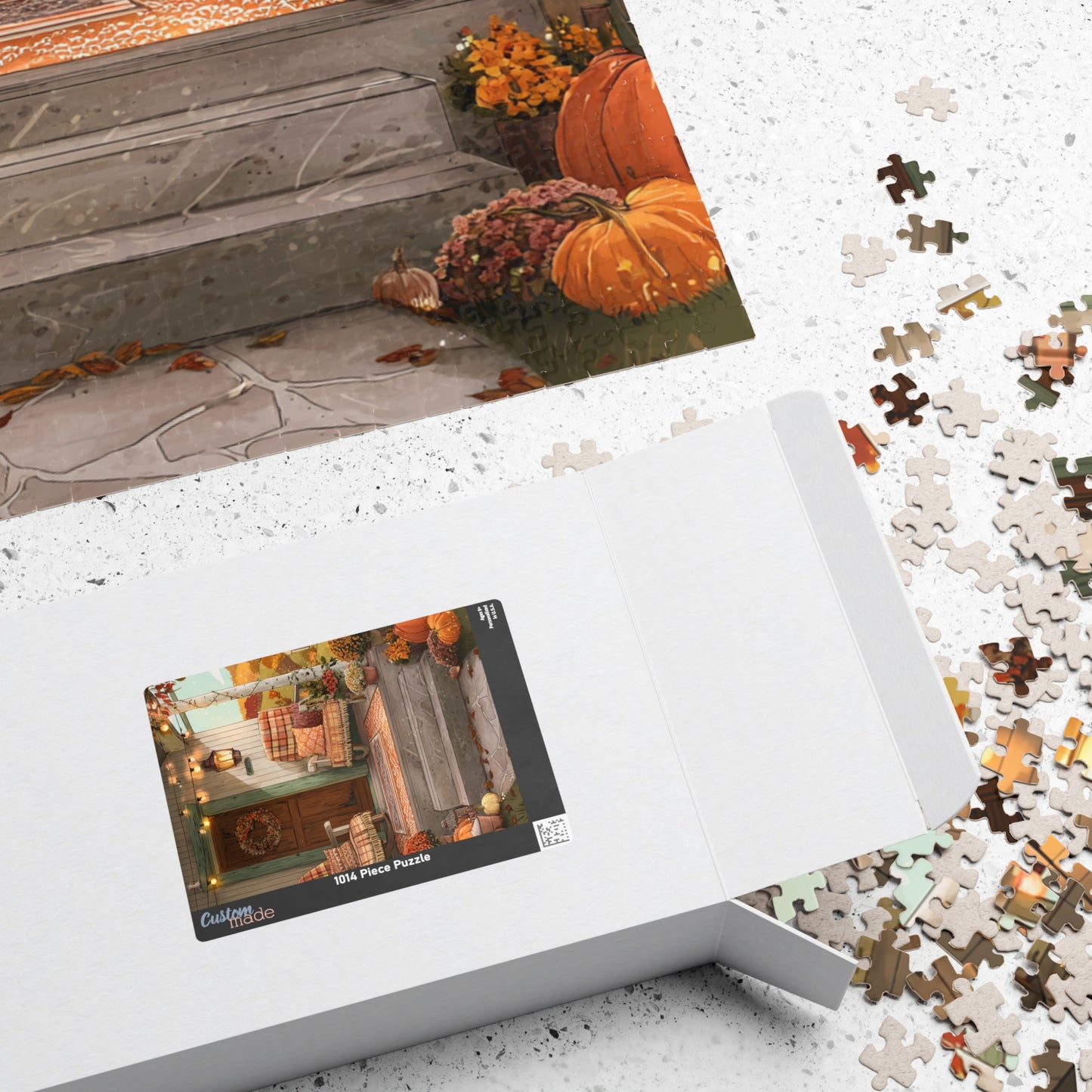 Autumn Porch Puzzle – Cozy Fall Front Porch Jigsaw (110/252/520/1014 pcs)