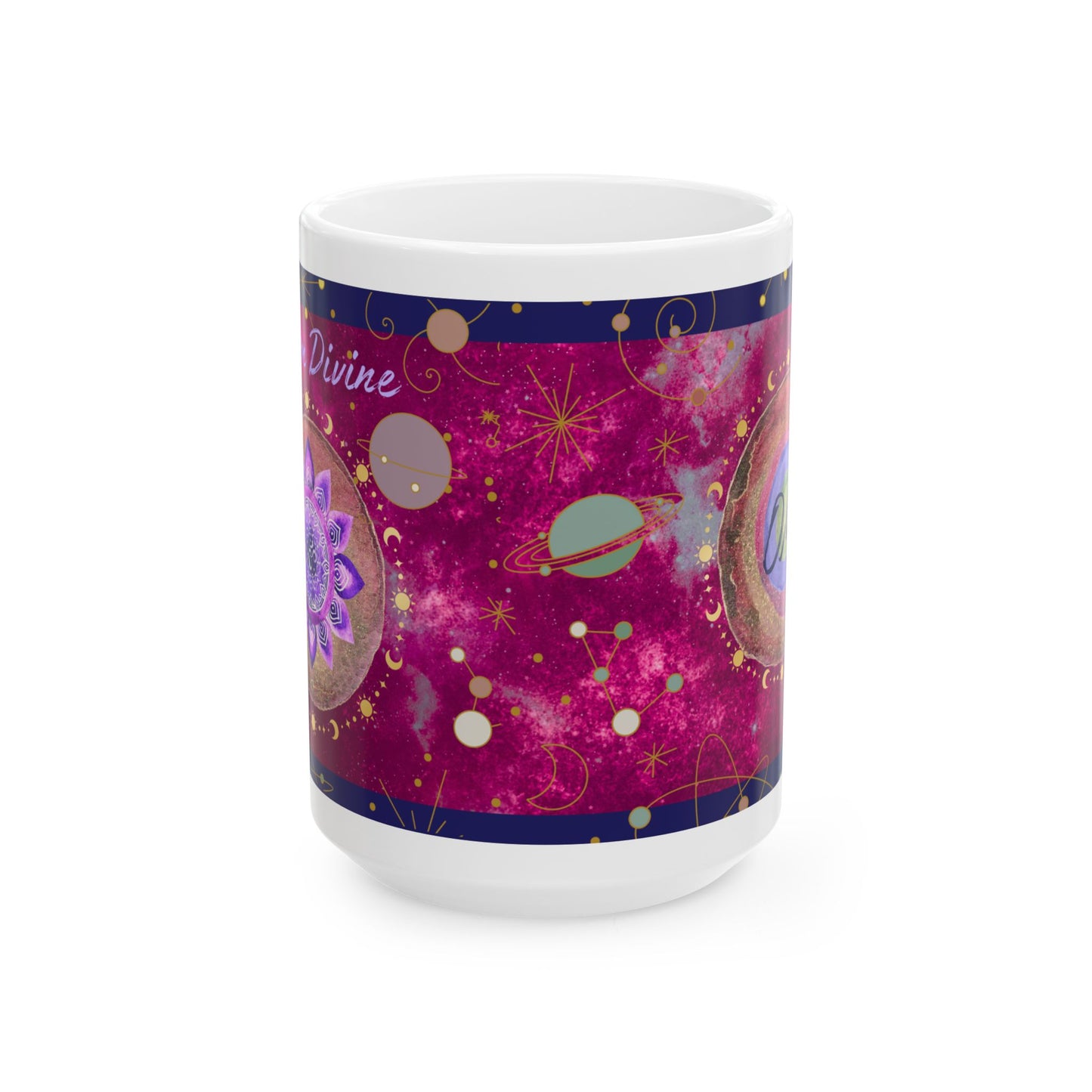 Crown Chakra Mug, Ethereal Chakra Mug Collection, 7th Chakra, Spiritual Mug, I Am Divine,  OM Mug, 11oz, 15oz Mug, Meditation Gift