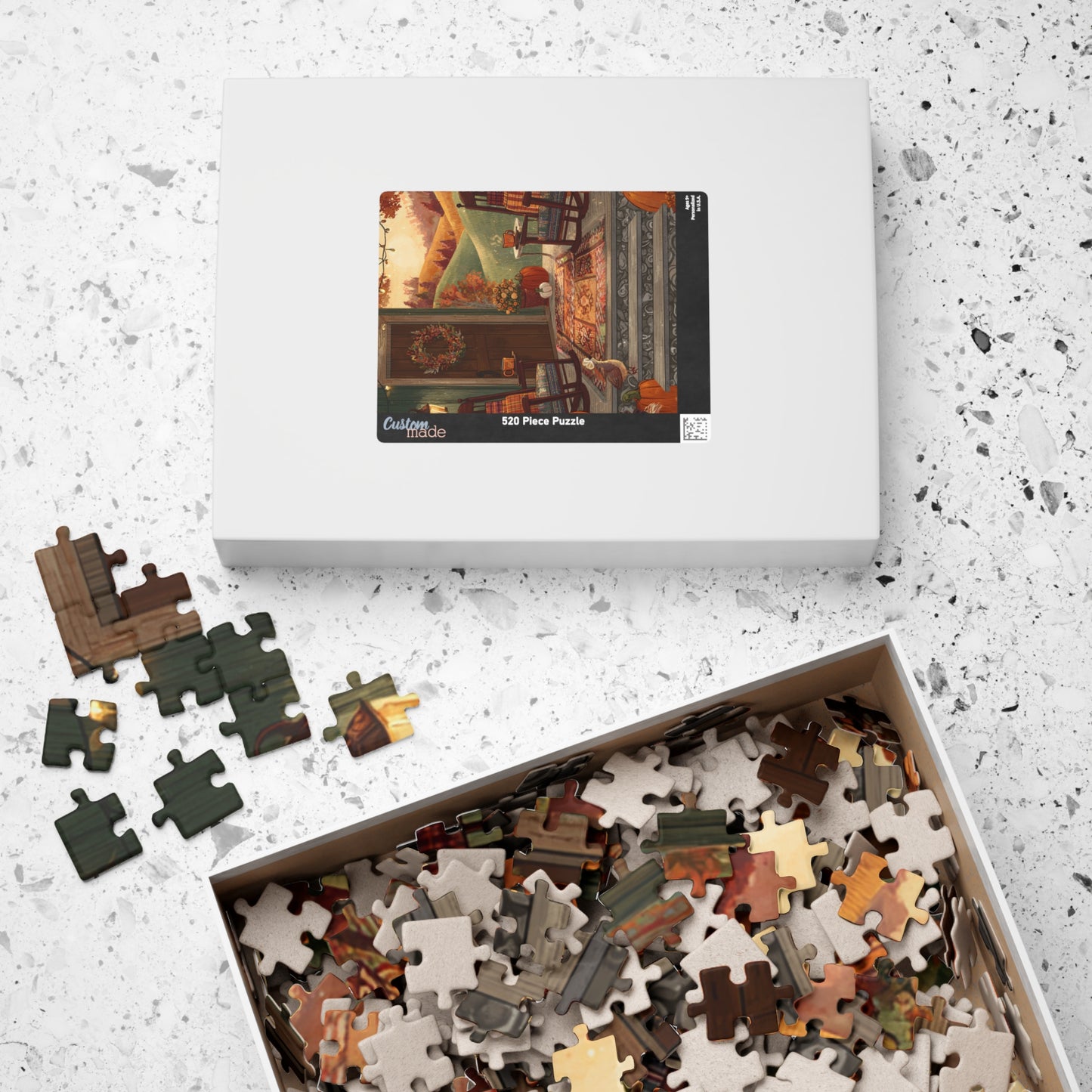 Country Home Autumn Porch Puzzle — Cozy Fall 110/252/520/1014-Piece Jigsaw