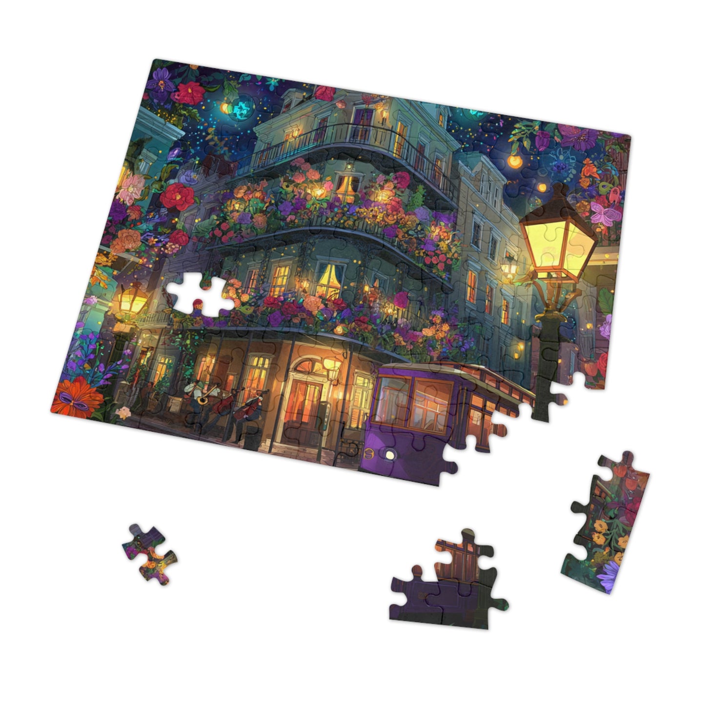 Whimsical Floral New Orleans Puzzle – A Colorful French Quarter Adventure Jigsaw Puzzle with Tin