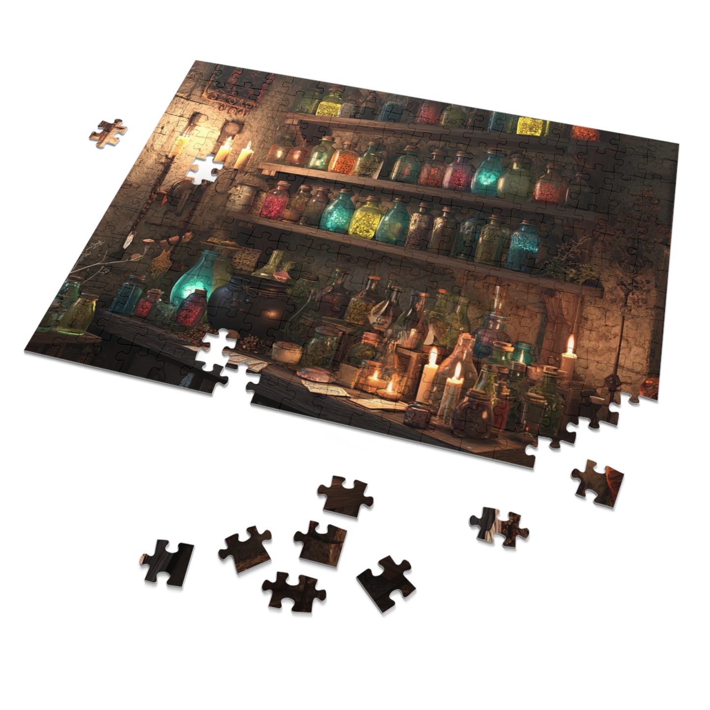 Witchs Potion Room Puzzle with Spellbinding Bottles, Magical Brews an Enchanted Jigsaw Puzzle with Decorative Tin