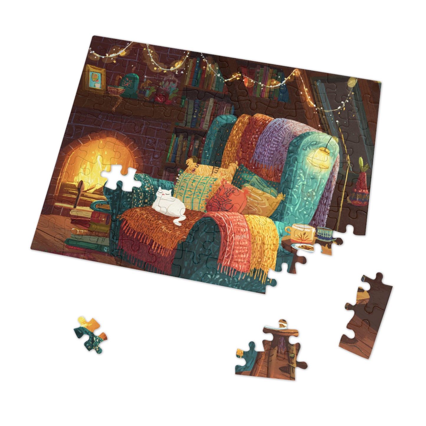 Cozy Cat Jigsaw Puzzle with Tin, Fun Family Activity, Cat Lovers Gift, Home Decor, Relaxing Indoor Game, Perfect for Holidays