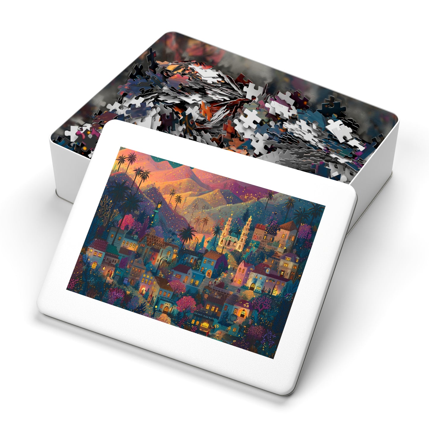 Los Angeles: The Magic of Hollywood Jigsaw Puzzle with Tin