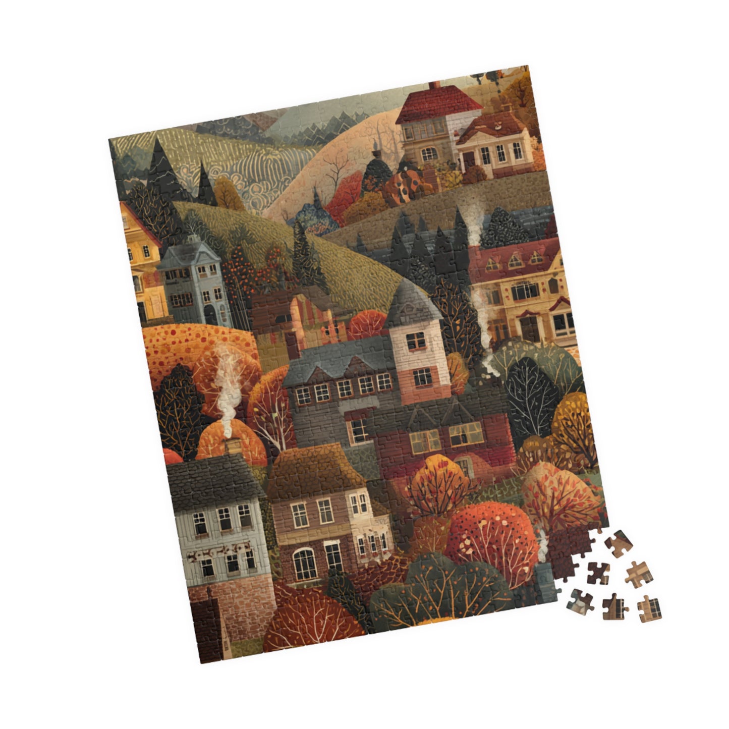Autumn Village Jigsaw Puzzle — 110/252/520/1014-Piece Cozy Fall Landscape Puzzle