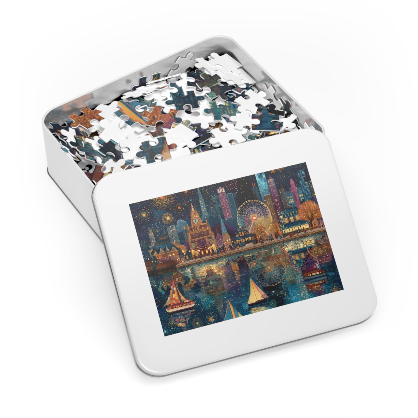 Seattle Skyline Puzzle – A Whimsical Jigsaw Puzzle with Tin