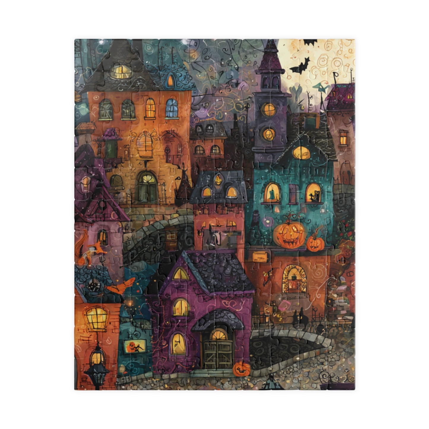 Spookington Village Puzzle Collection, Whimsical & Spooky Halloween Town Jigsaw for Family Fun, Spooky Atmosphere, Halloween Puzzle Gift