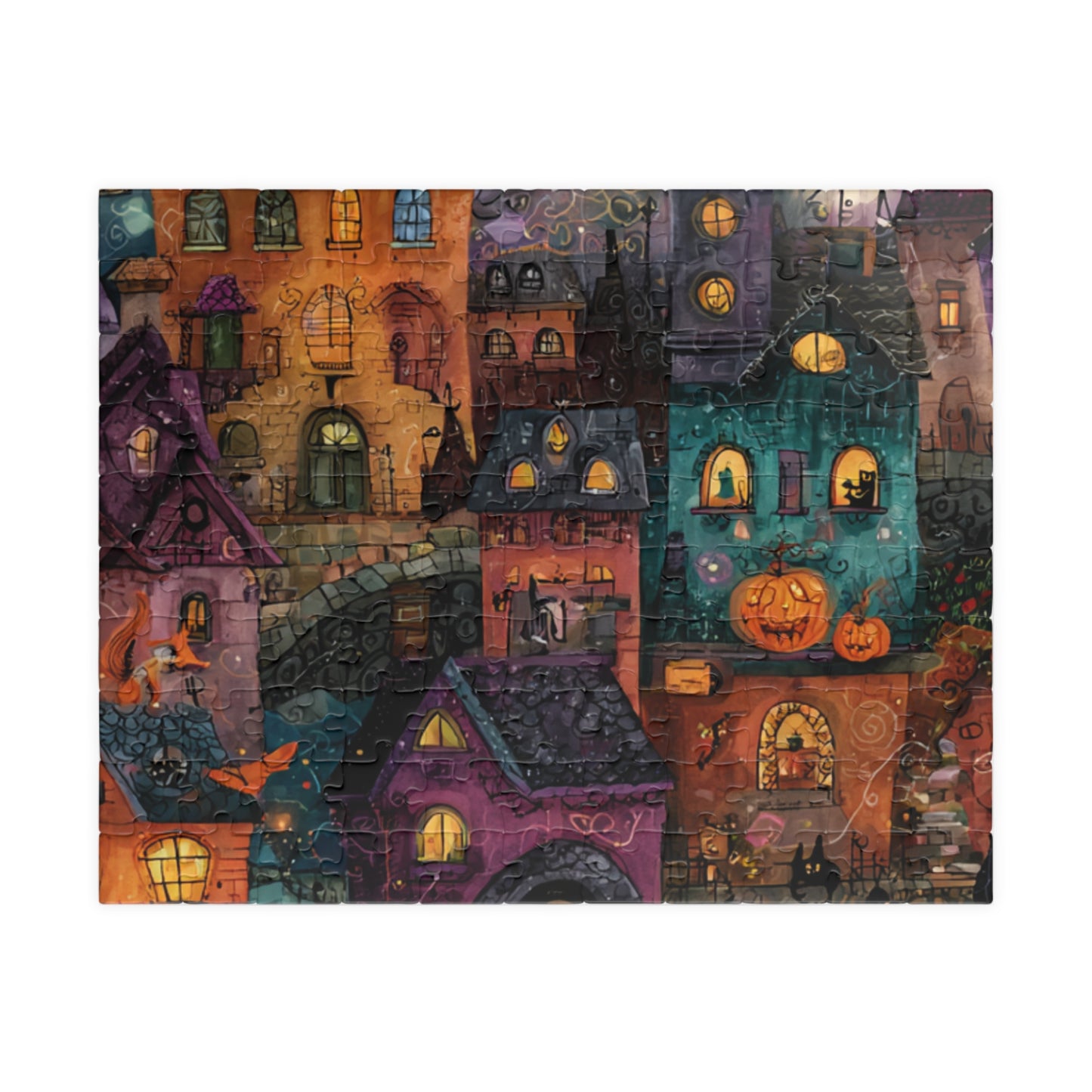 Spookington Village Puzzle Collection, Whimsical & Spooky Halloween Town Jigsaw for Family Fun, Spooky Atmosphere, Halloween Puzzle Gift