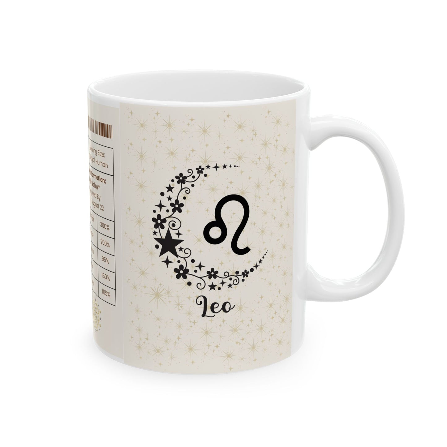 Leo Nutrition Facts Mug, Funny Astrology Gift, Zodiac Ceramic Mug 11oz & 15oz, Birthday Gift for Leo, Astrology Lover Gift