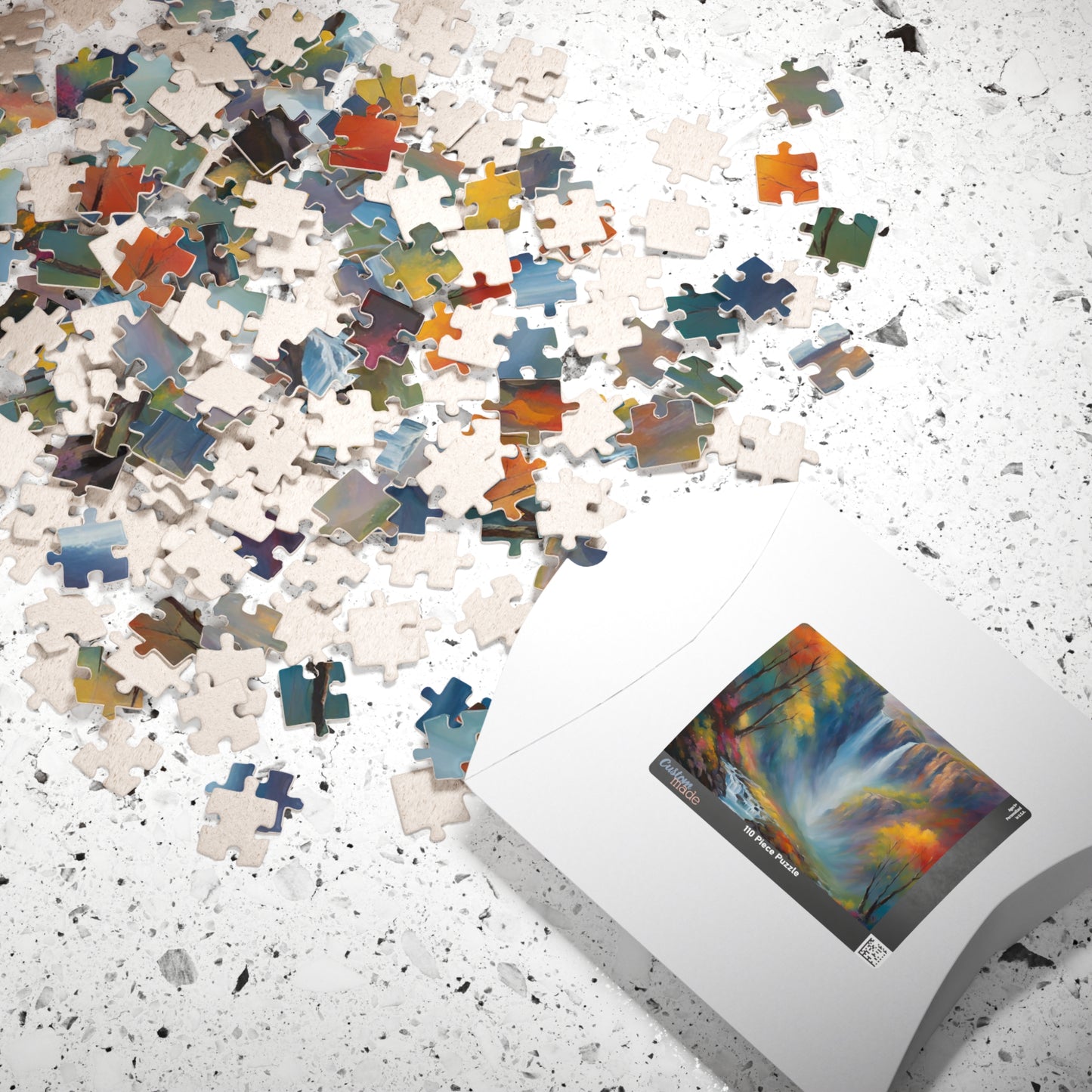 Autumn Falls: Waterfall in the Woods Puzzle | Serene Nature Jigsaw | Cozy Fall Activity Gift | Jazz N’ Coffee Puzzles