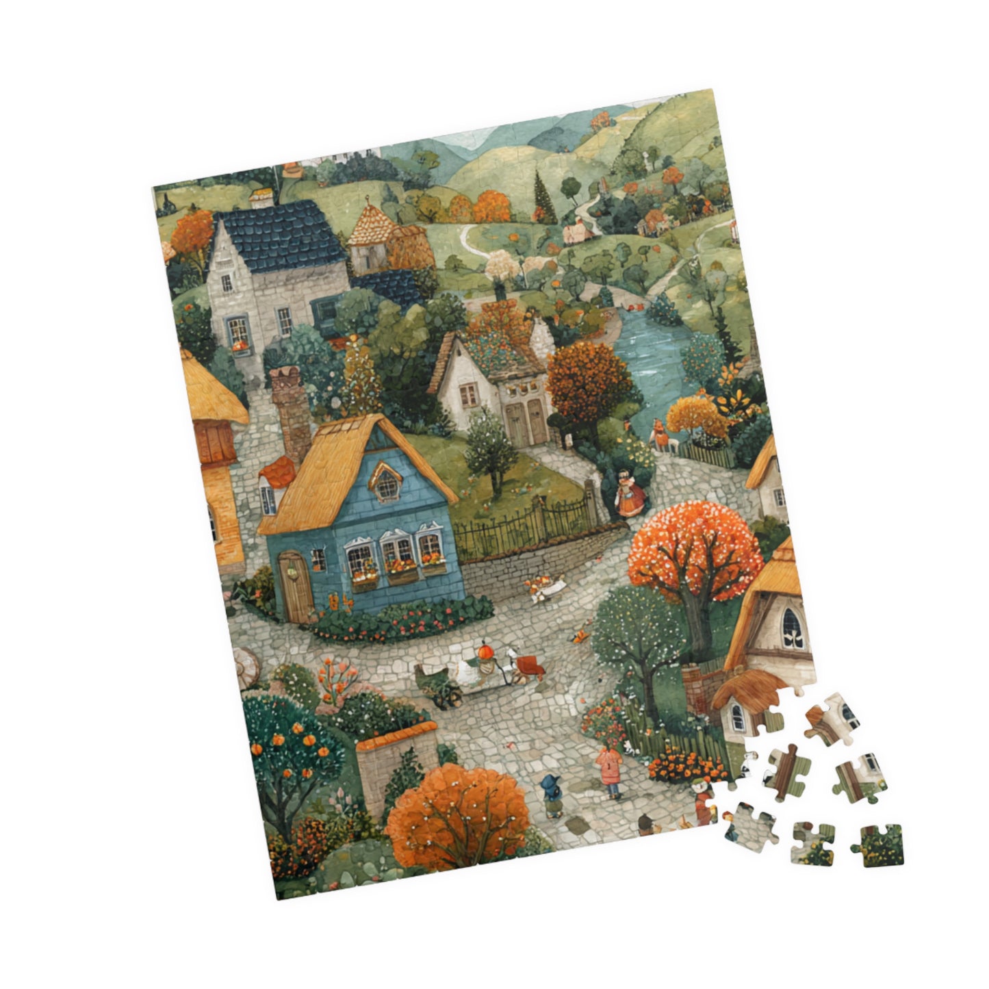 Cozy Village Countryside Jigsaw Puzzle — Autumn Scenic 110/252/520/1014 pc