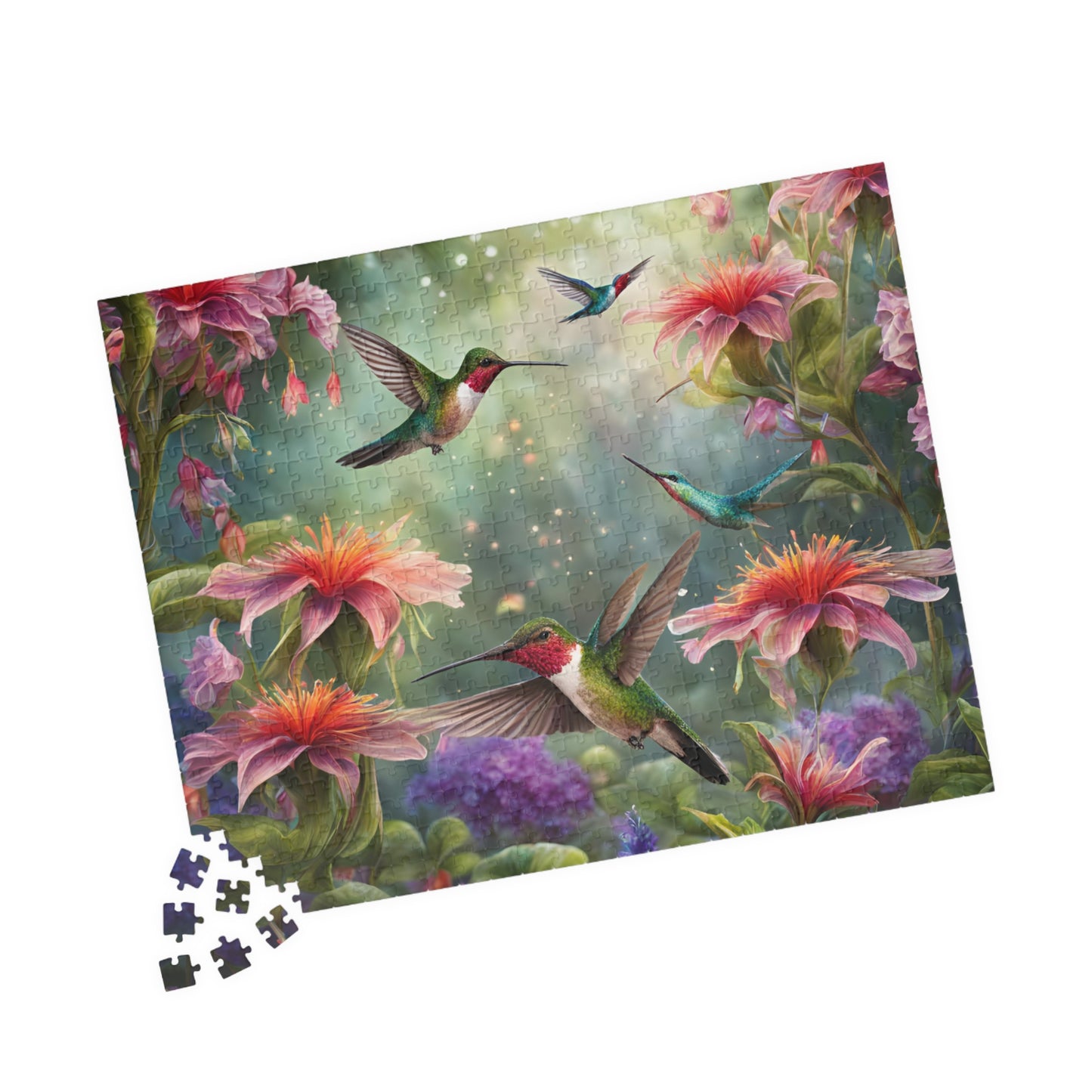 Nature's Harmony Puzzle - Colorful Hummingbirds & Flowers, 110-1014 pieces, Perfect for Family Time, Gifts, and Relaxation