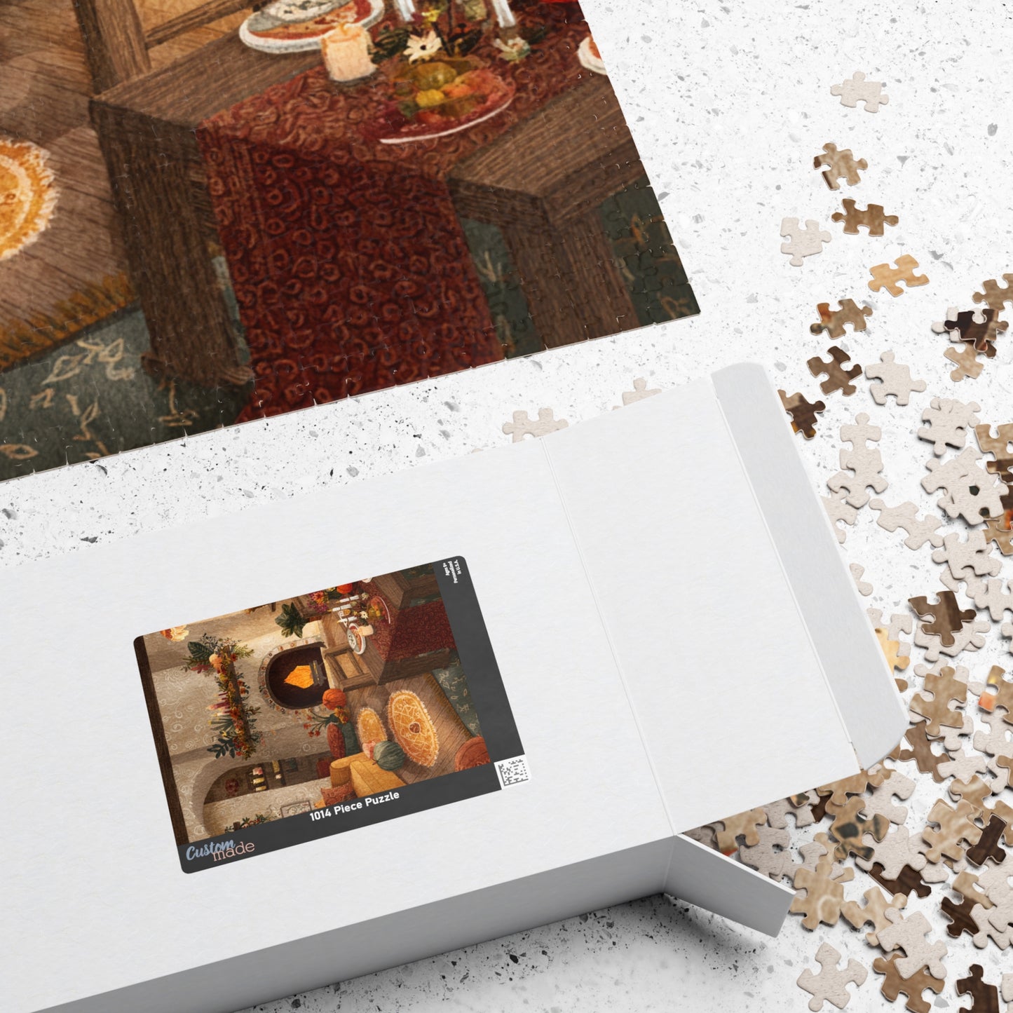Autumn Cozy Living Room Puzzle | Glowing Fireplace Fall Decor | Cozy Seasonal Jigsaw Gift | Jazz N’ Coffee Puzzles