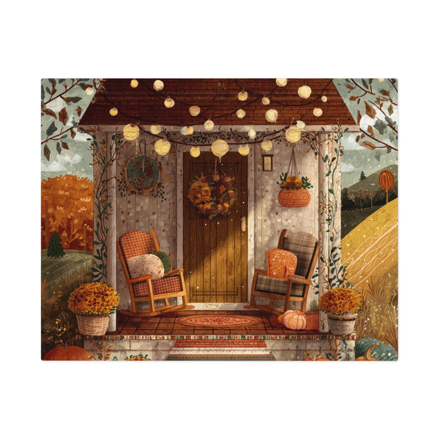Pumpkin Hollow Porch Puzzle | Rustic Fall Countryside Scene | Cozy Autumn Jigsaw Gift | Jazz N’ Coffee Puzzles