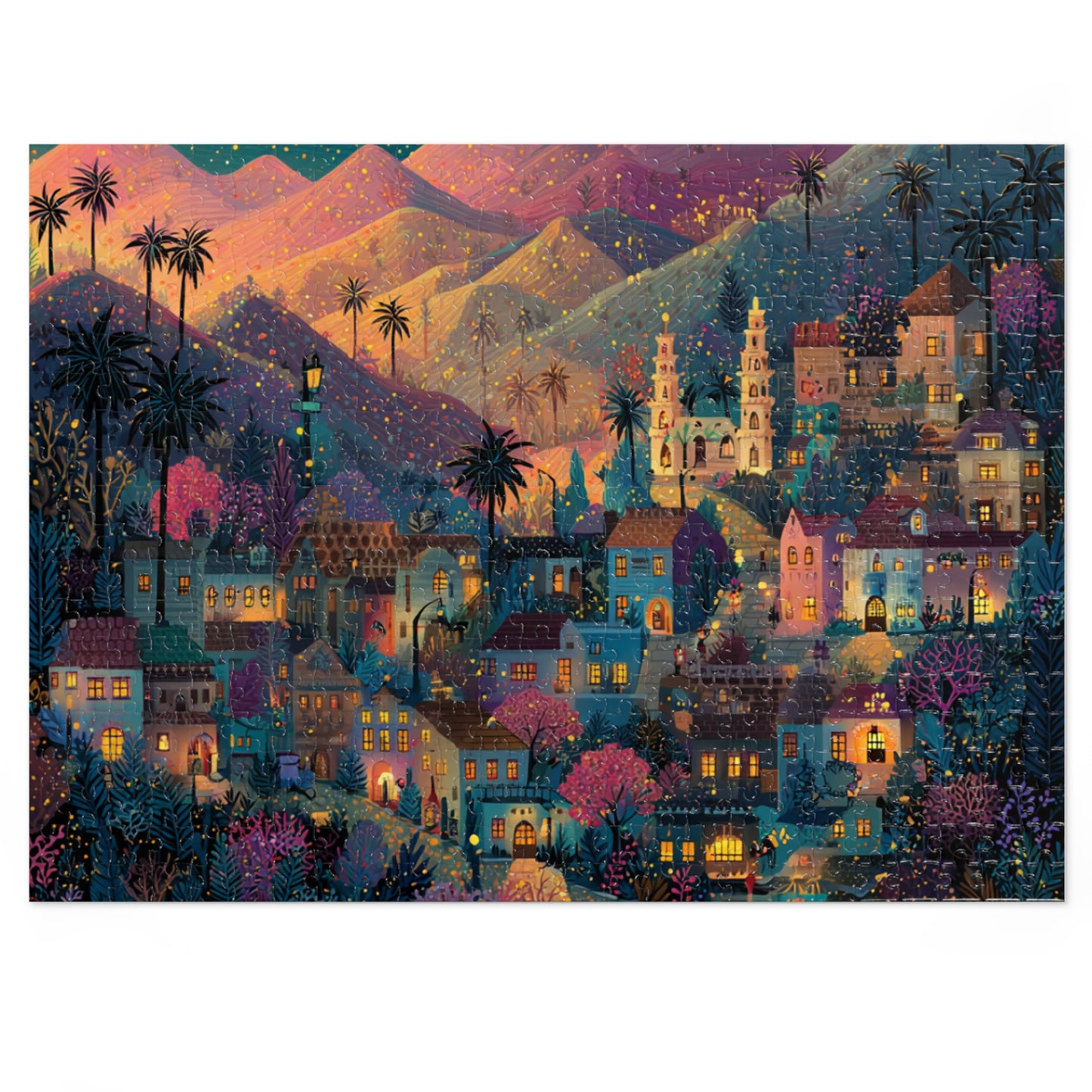 Los Angeles: The Magic of Hollywood Jigsaw Puzzle with Tin