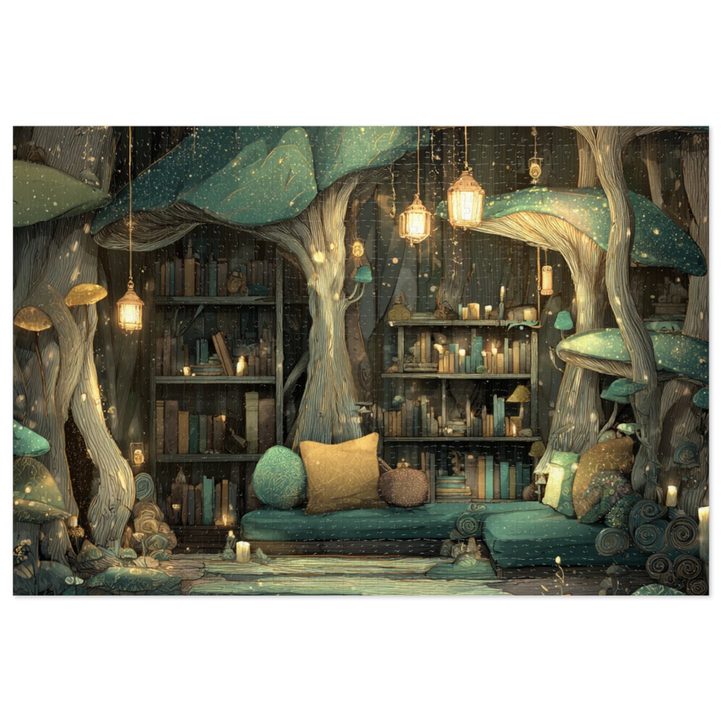 Mystical Mushroom Library Jigsaw Puzzle (with Tin)