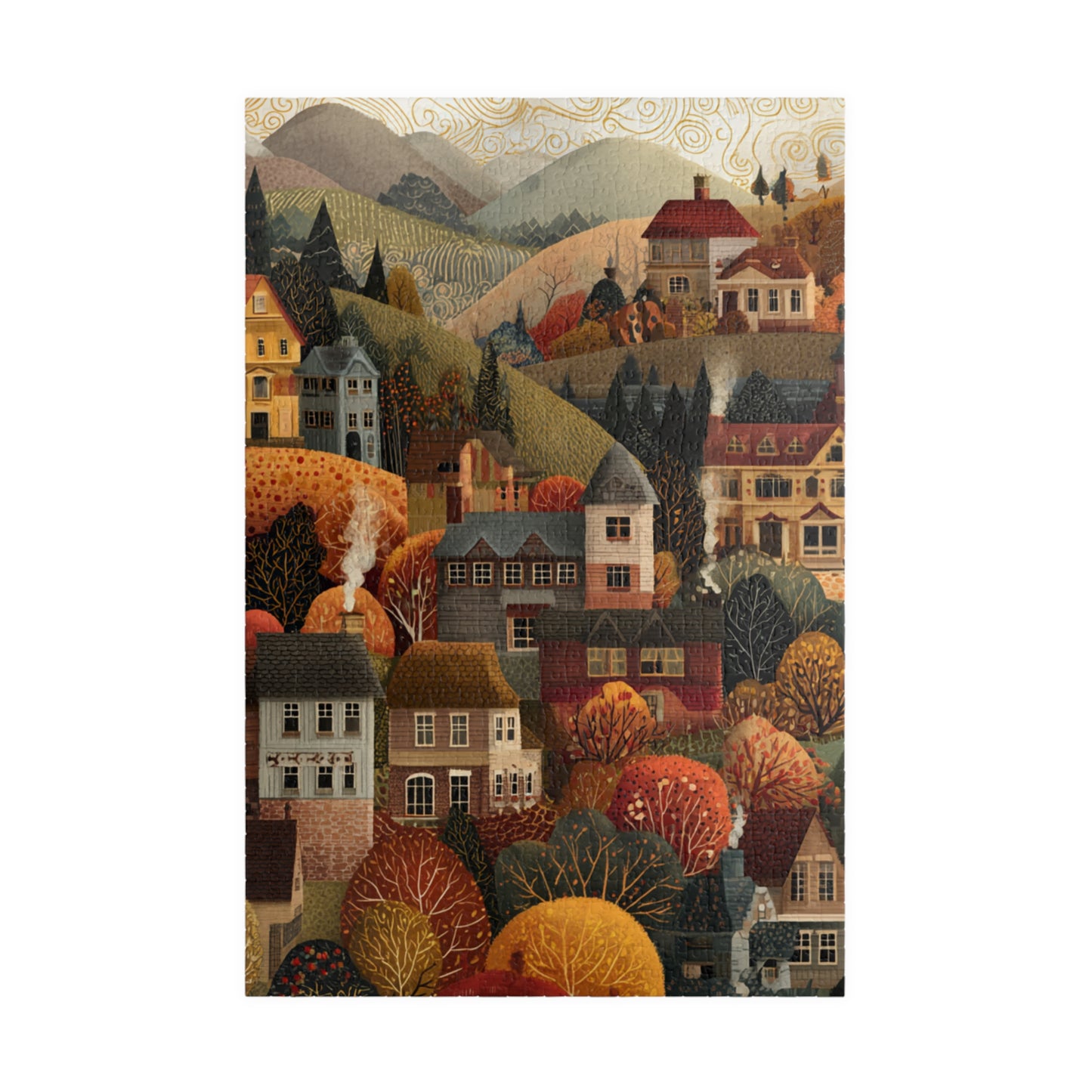 Autumn Village Jigsaw Puzzle — 110/252/520/1014-Piece Cozy Fall Landscape Puzzle