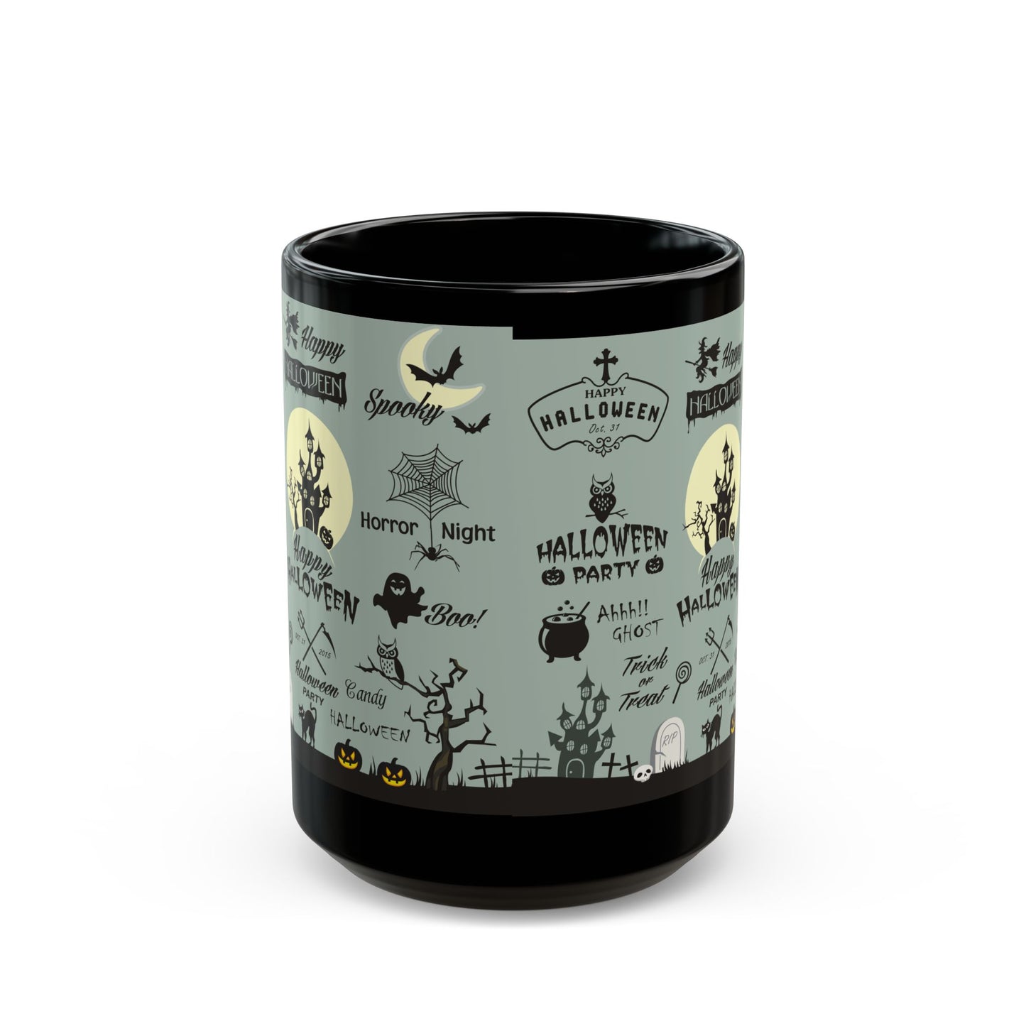Halloween-Themed Black Mug, Spooky Coffee Cup, Ideal for Halloween Parties, Boo Lover Gift, Autumn Decor