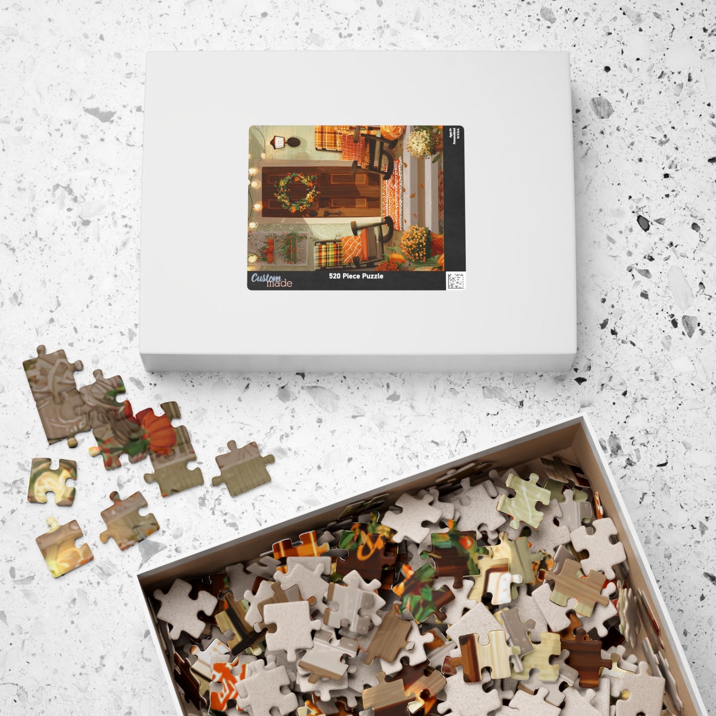 Autumn Porch Puzzle — 520/1014-Piece Fall Jigsaw with Cozy Harvest Doorway Scene