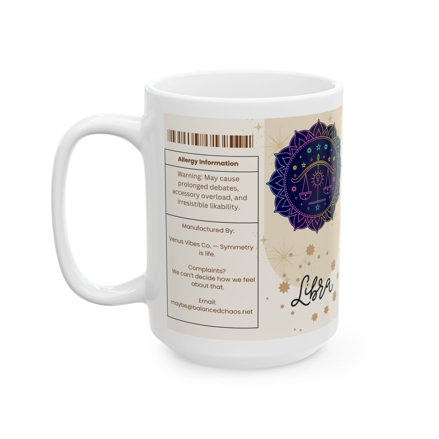 Libra Zodiac Ceramic Mug | Astrology Gift, Horoscope Mug, Spiritual Drinkware, Astrology Kitchen Decor, Personalized Birthday Gift