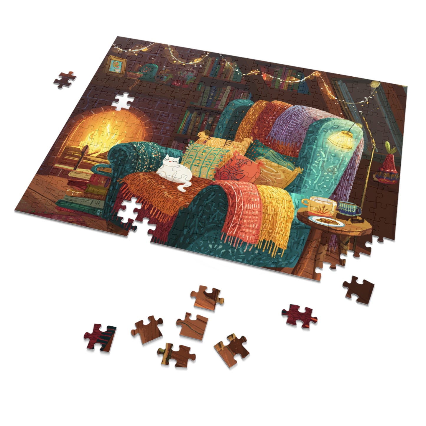 Cozy Cat Jigsaw Puzzle with Tin, Fun Family Activity, Cat Lovers Gift, Home Decor, Relaxing Indoor Game, Perfect for Holidays
