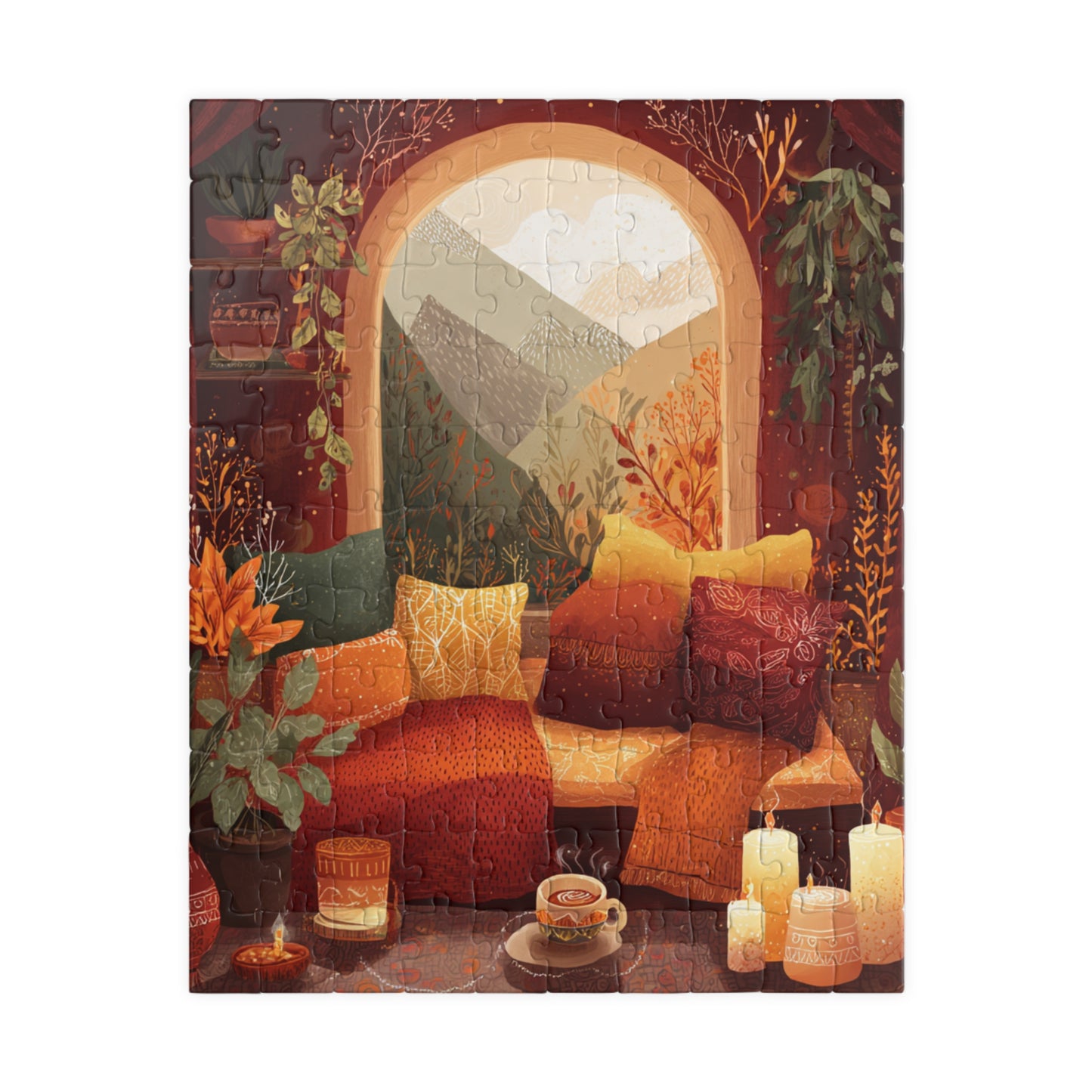 The Autumn Hygge Collection, Autumn Mountain Whispers Puzzle, Cozy Whimsical Autumn Living Room Jigsaw, 110 to 1014 Pieces, Fall Decor Gift