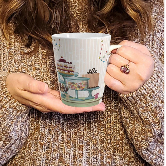 Dessert Cafe Latte Mug,  12 oz, Latte Mug, Coffee Mug, Tea Cup, Cappuccino Mug, Hot Beverage Mug, Gift for Coffee Lover,